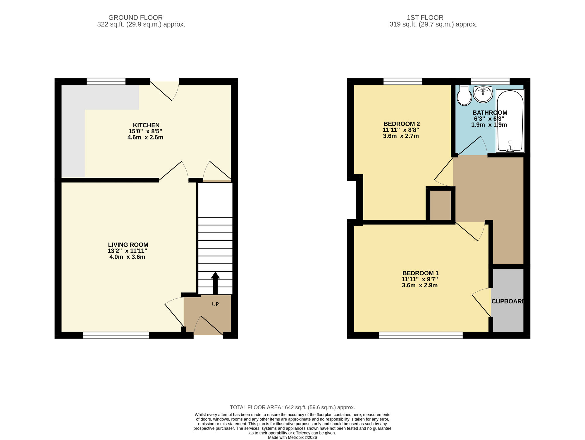 Floorplan of 2 bedroom End Terrace House for sale, Hebden Chase, Leeds, West Yorkshire, LS14