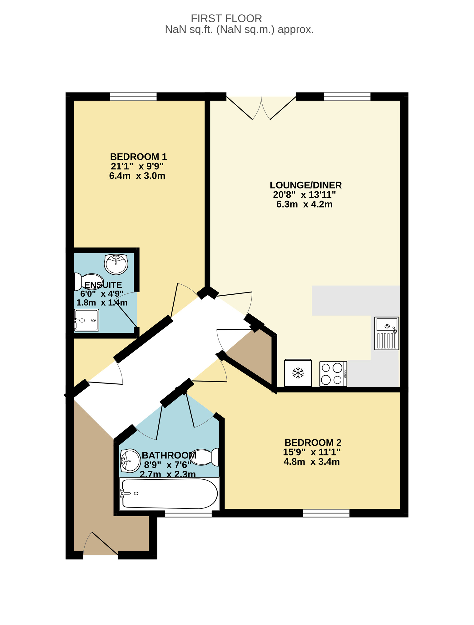 Floorplan of 2 bedroom Flat for sale, Brackenhurst Place, Moortown, West Yorkshire, LS17