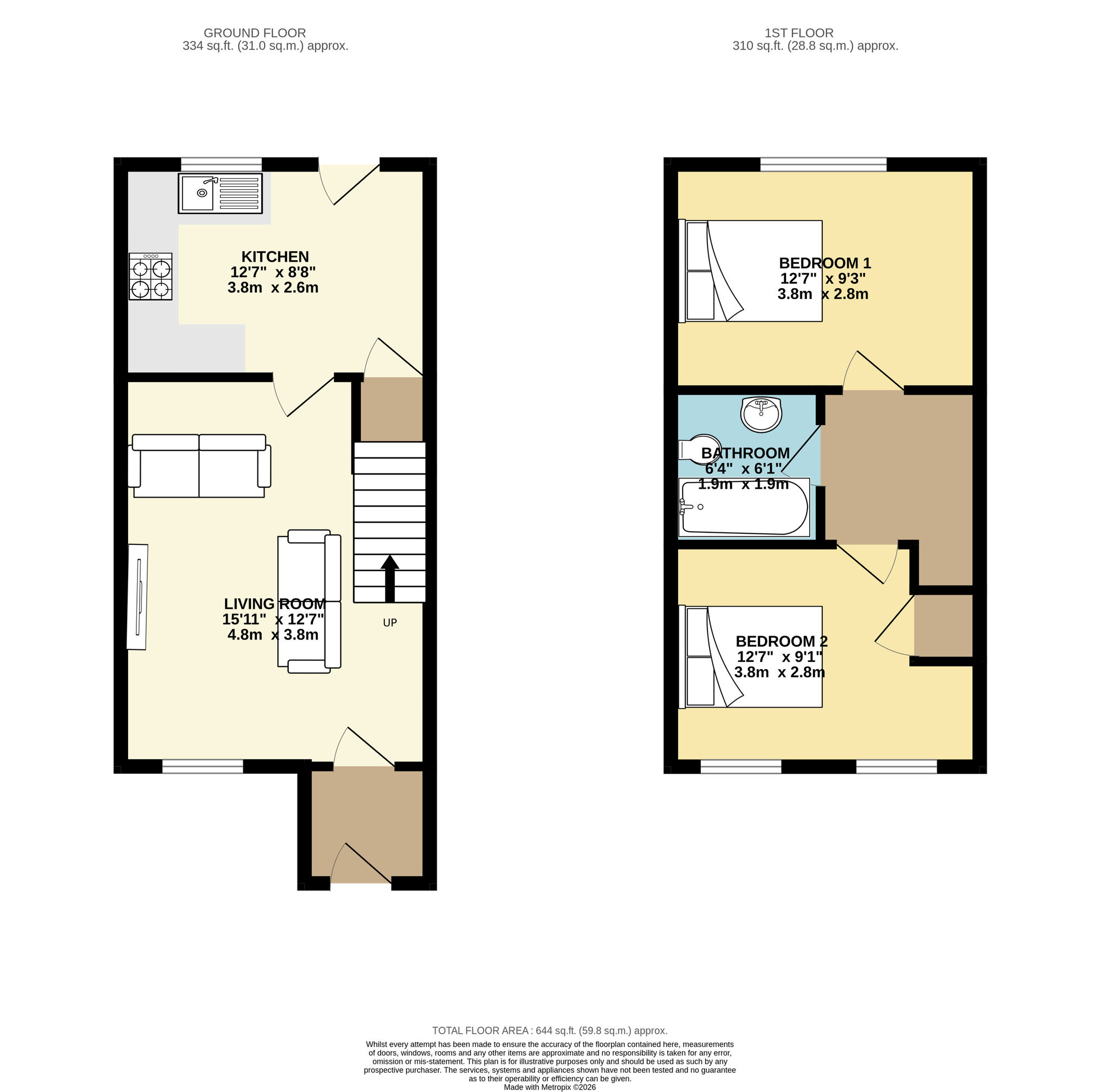 Floorplan of 2 bedroom Mid Terrace House for sale, Laurel Hill Way, Leeds, West Yorkshire, LS15