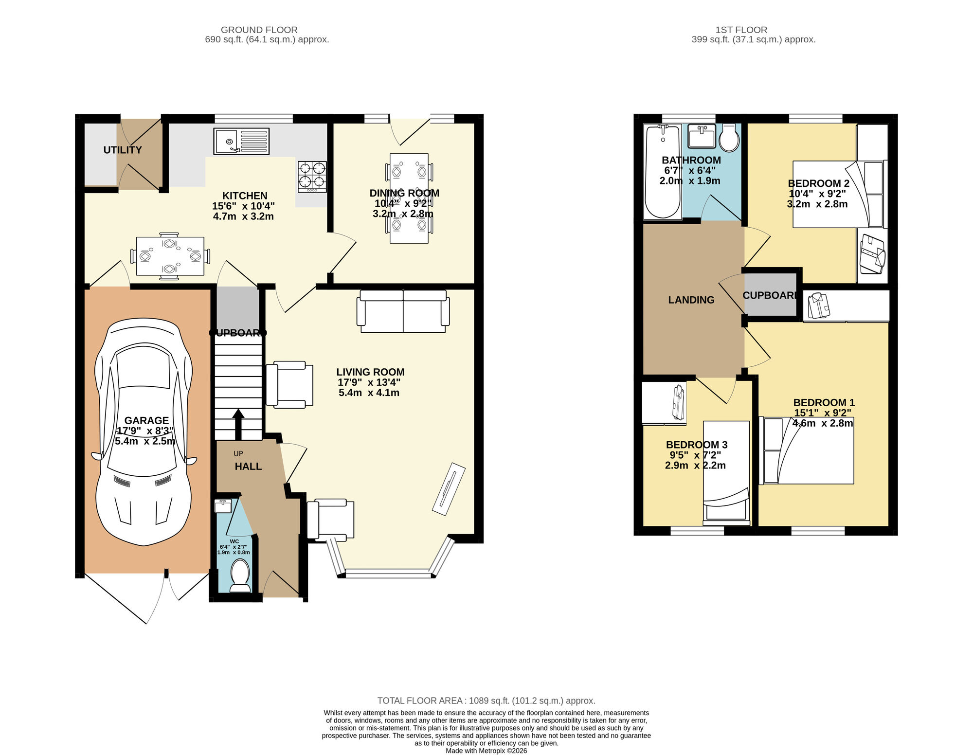 Floorplan of 3 bedroom Link Detached House for sale, Silkstone Court, Leeds, West Yorkshire, LS15