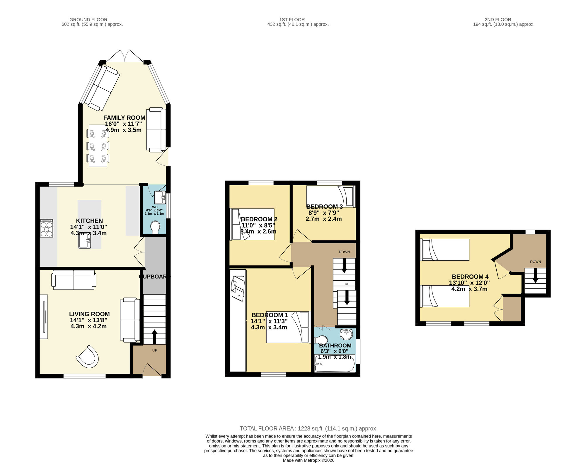 Floorplan of 4 bedroom Semi Detached House for sale, Common Ing Lane, Ryhill, West Yorkshire, WF4