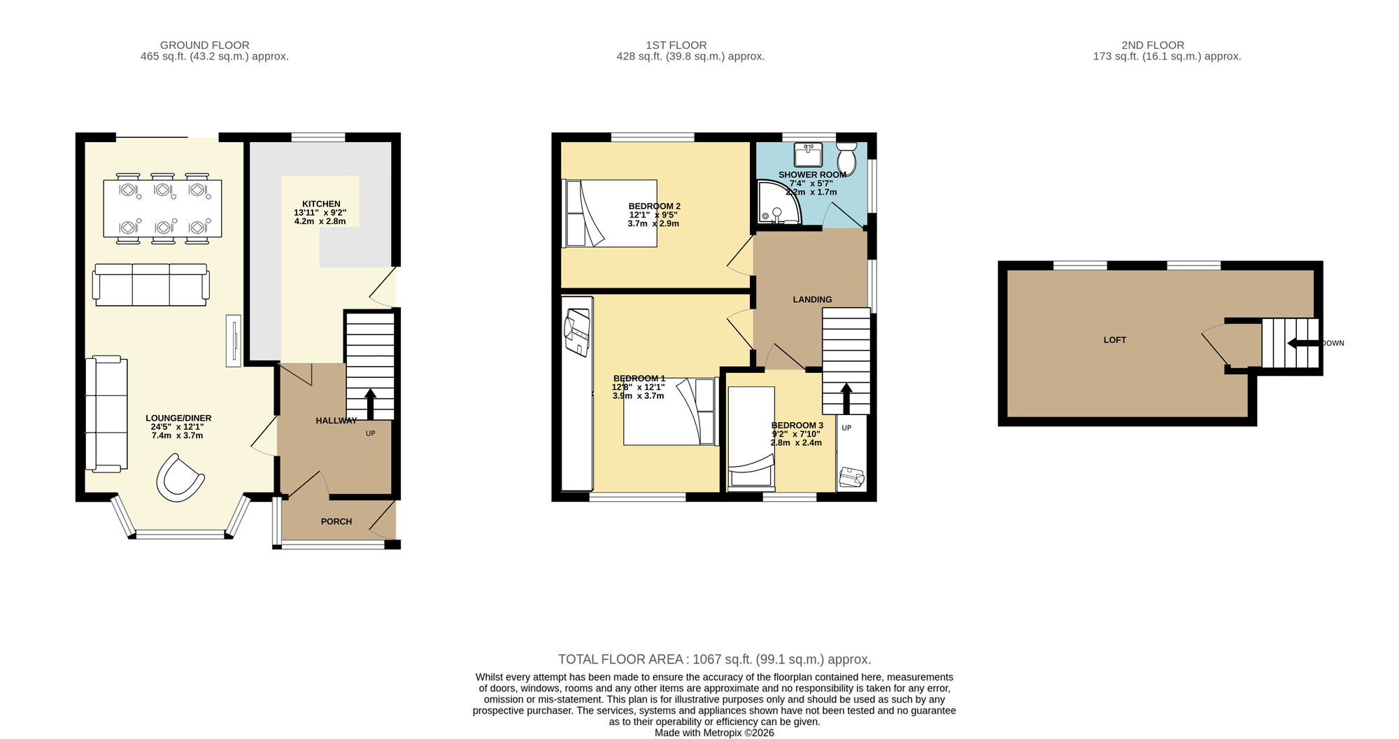 Floorplan of 3 bedroom Semi Detached House for sale, Swarcliffe Drive, Leeds, West Yorkshire, LS14