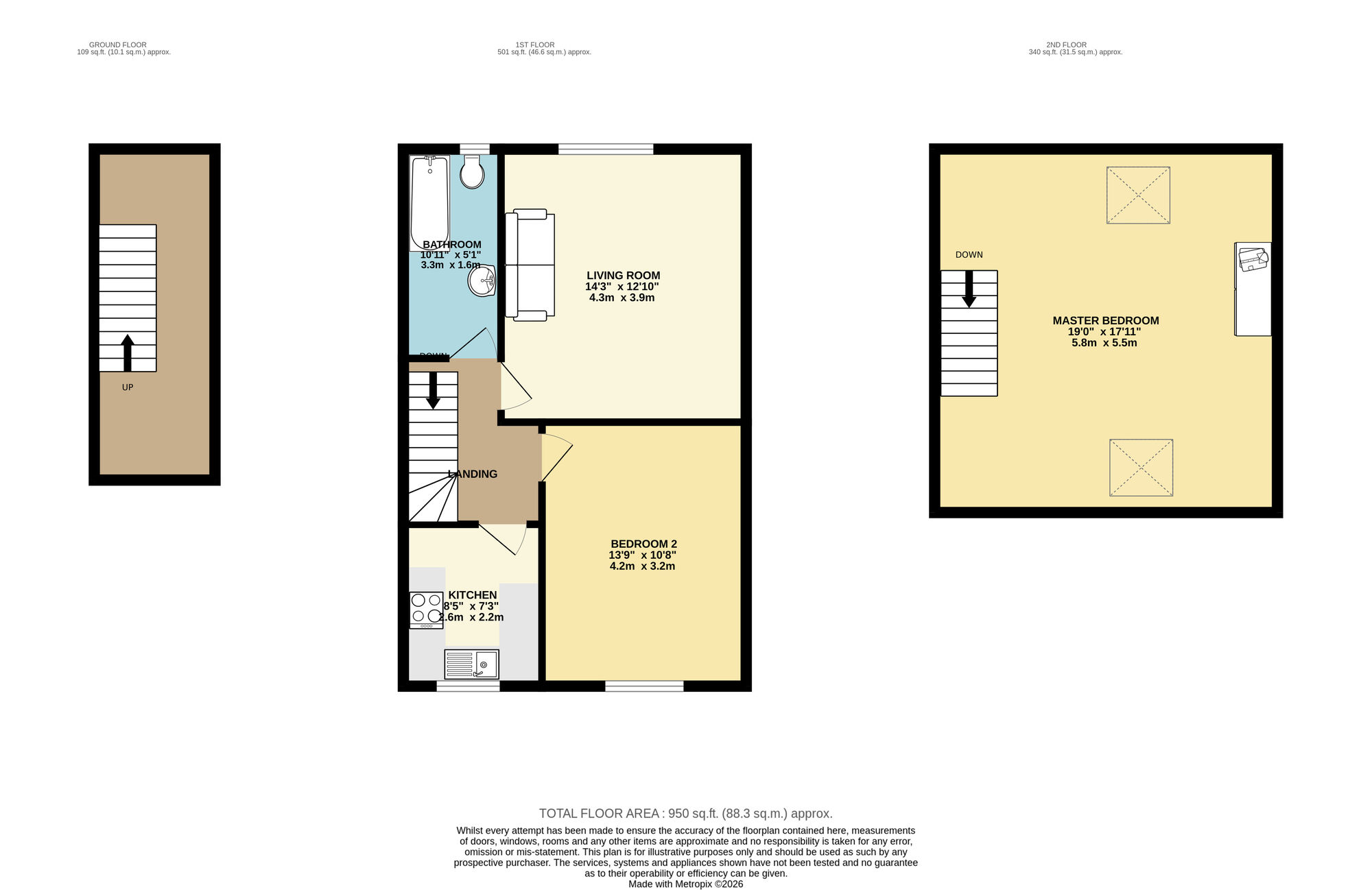 Floorplan of 2 bedroom Flat to rent, Marshall Street, Crossgates, West Yorkshire, LS15