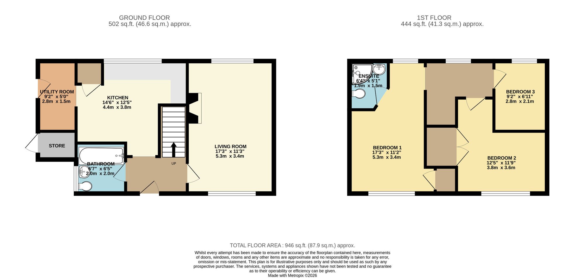 Floorplan of 3 bedroom End Terrace House for sale, Papyrus Villas, Newton Kyme, North Yorkshire, LS24