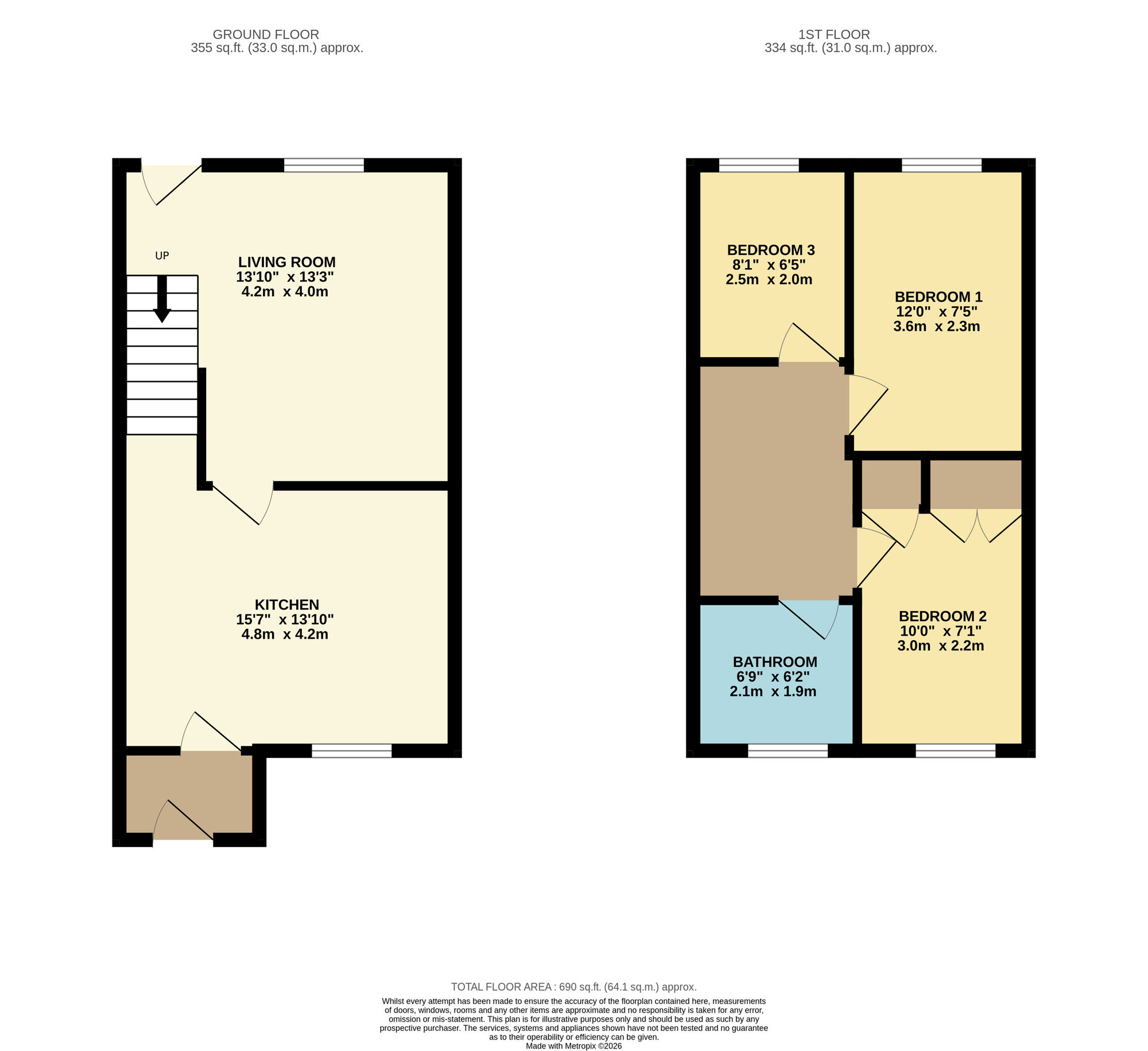 Floorplan of 3 bedroom Mid Terrace House for sale, Red Hall Chase, Leeds, West Yorkshire, LS14