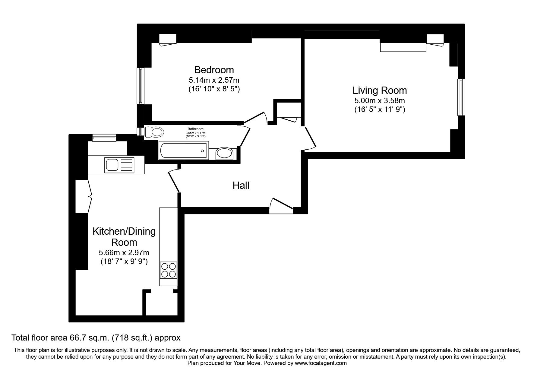 Floorplan of 1 bedroom Flat to rent, Dalmeny Street, Edinburgh, EH6