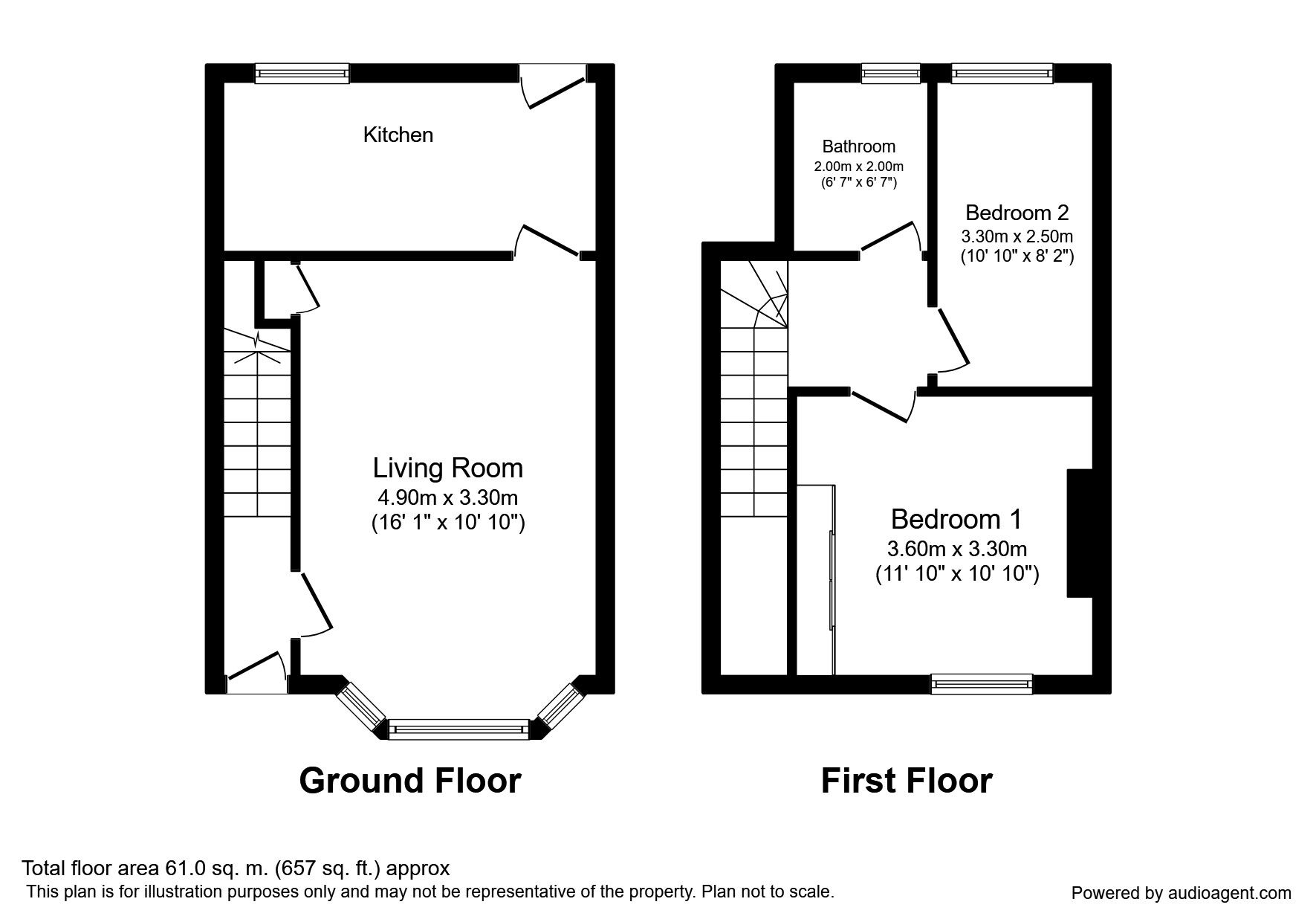 Floorplan of 2 bedroom Mid Terrace House to rent, Bellevue Street, Edinburgh, EH7