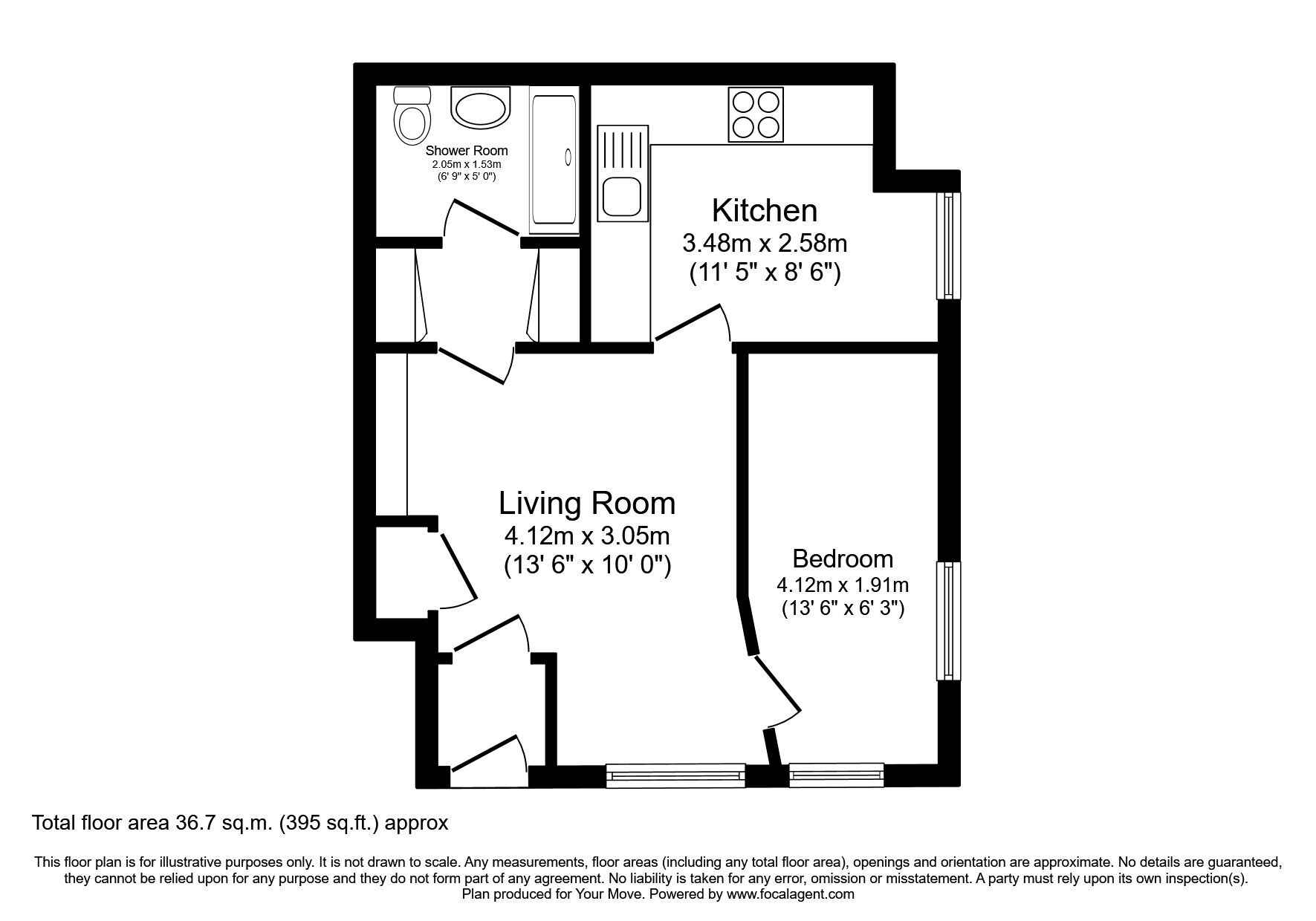 Floorplan of 1 bedroom Flat to rent, Main Street, Balerno, Midlothian, EH14