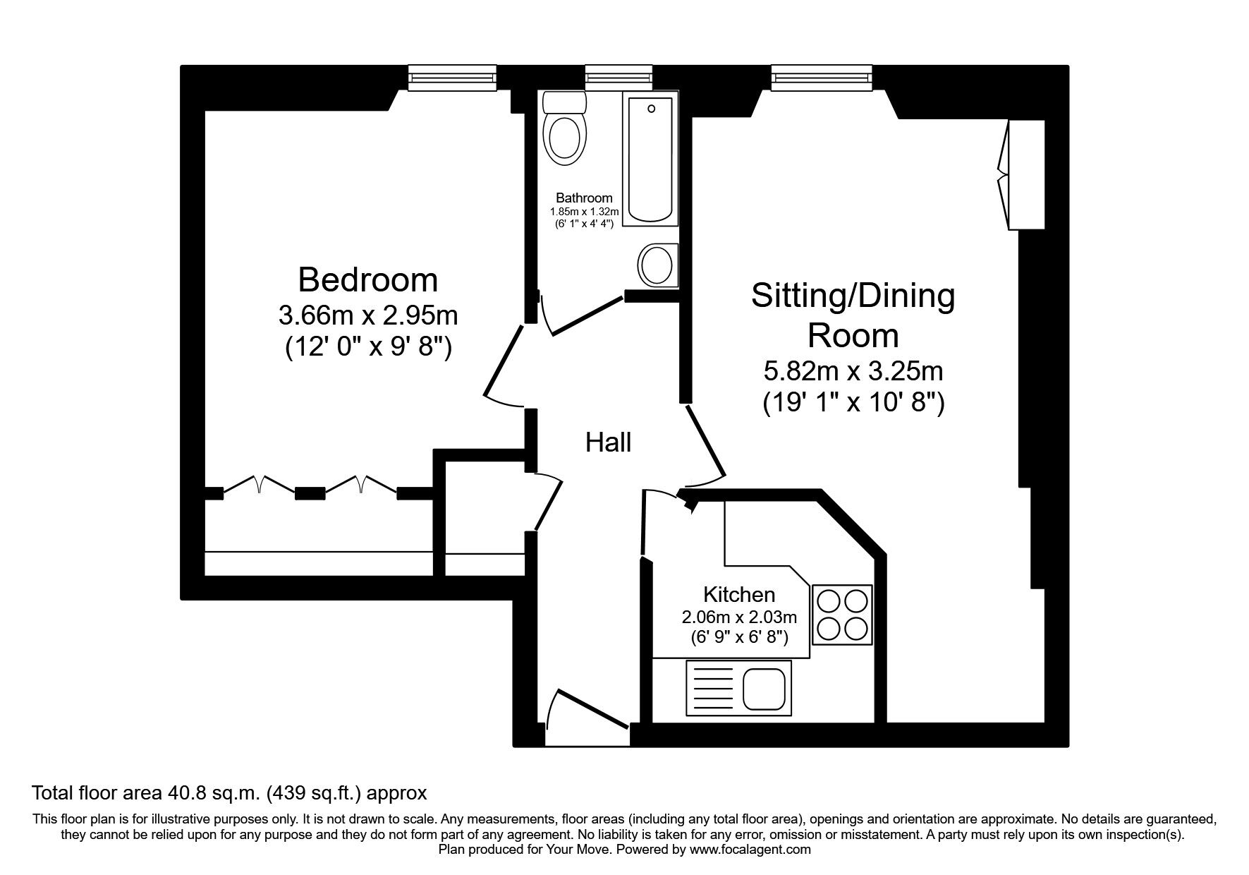 Floorplan of 1 bedroom  Flat to rent, Westfield Road, Edinburgh, (Also Known As 17/13), EH11