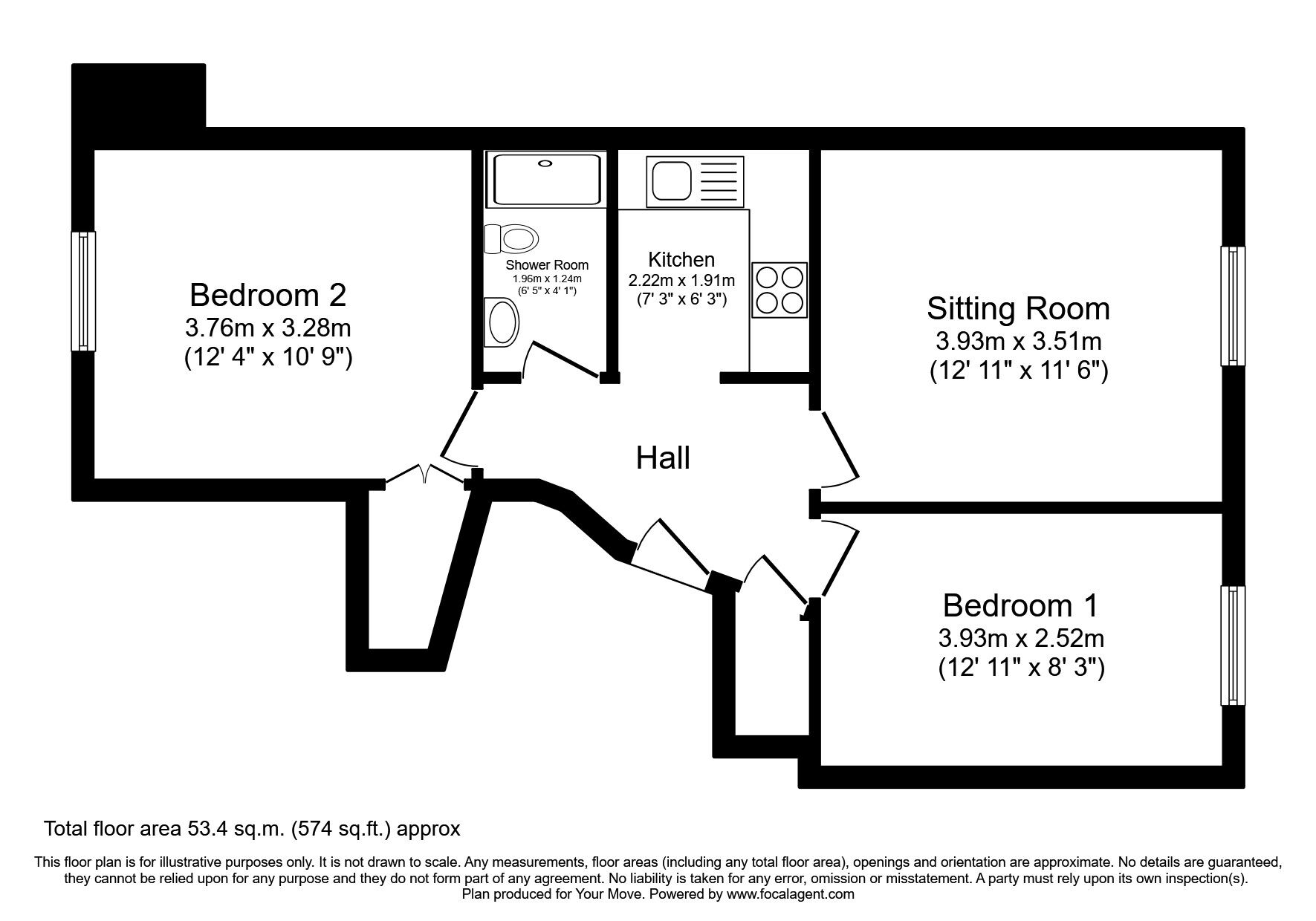 Floorplan of 2 bedroom Flat to rent, Gibson Street, Edinburgh, EH7