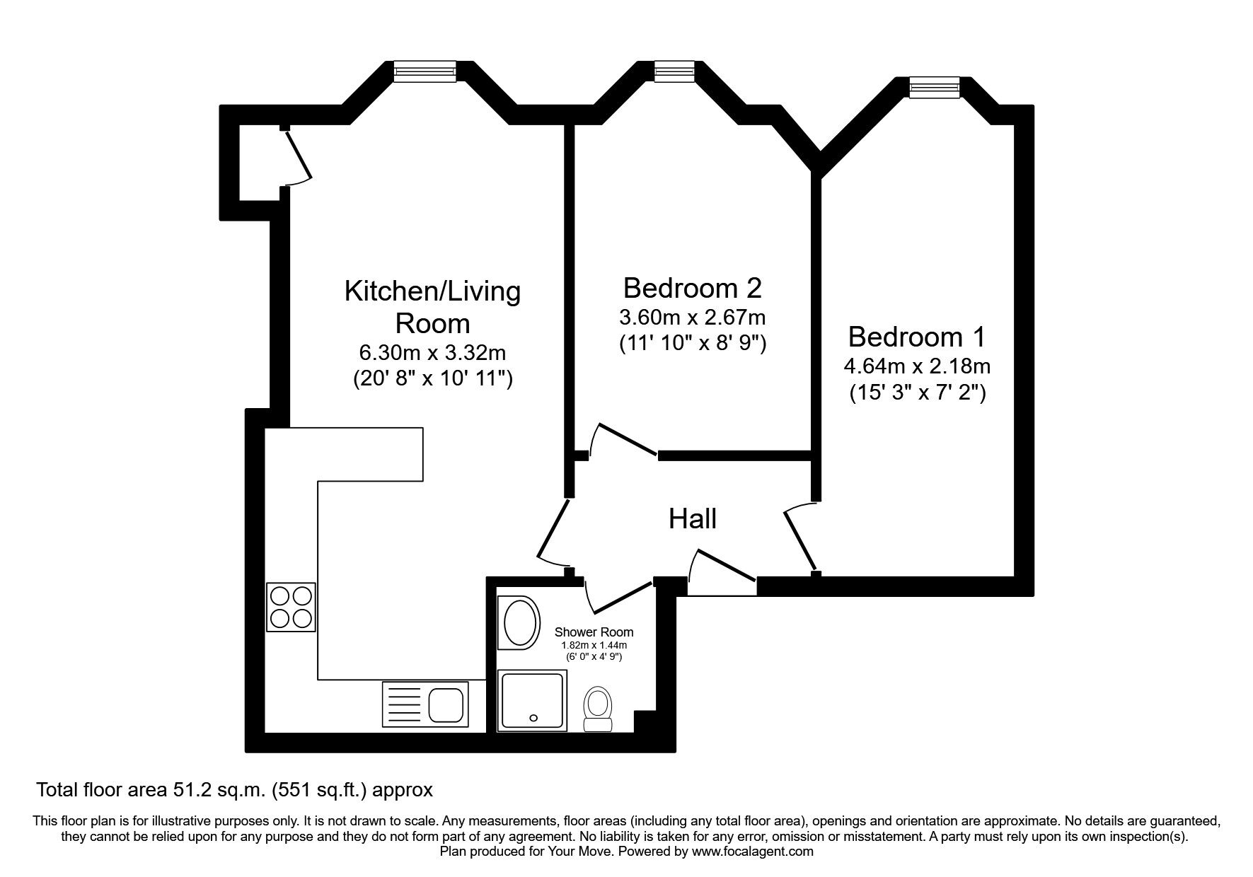 Floorplan of 2 bedroom  Flat to rent, Albert Street, Edinburgh, Midlothian, EH7