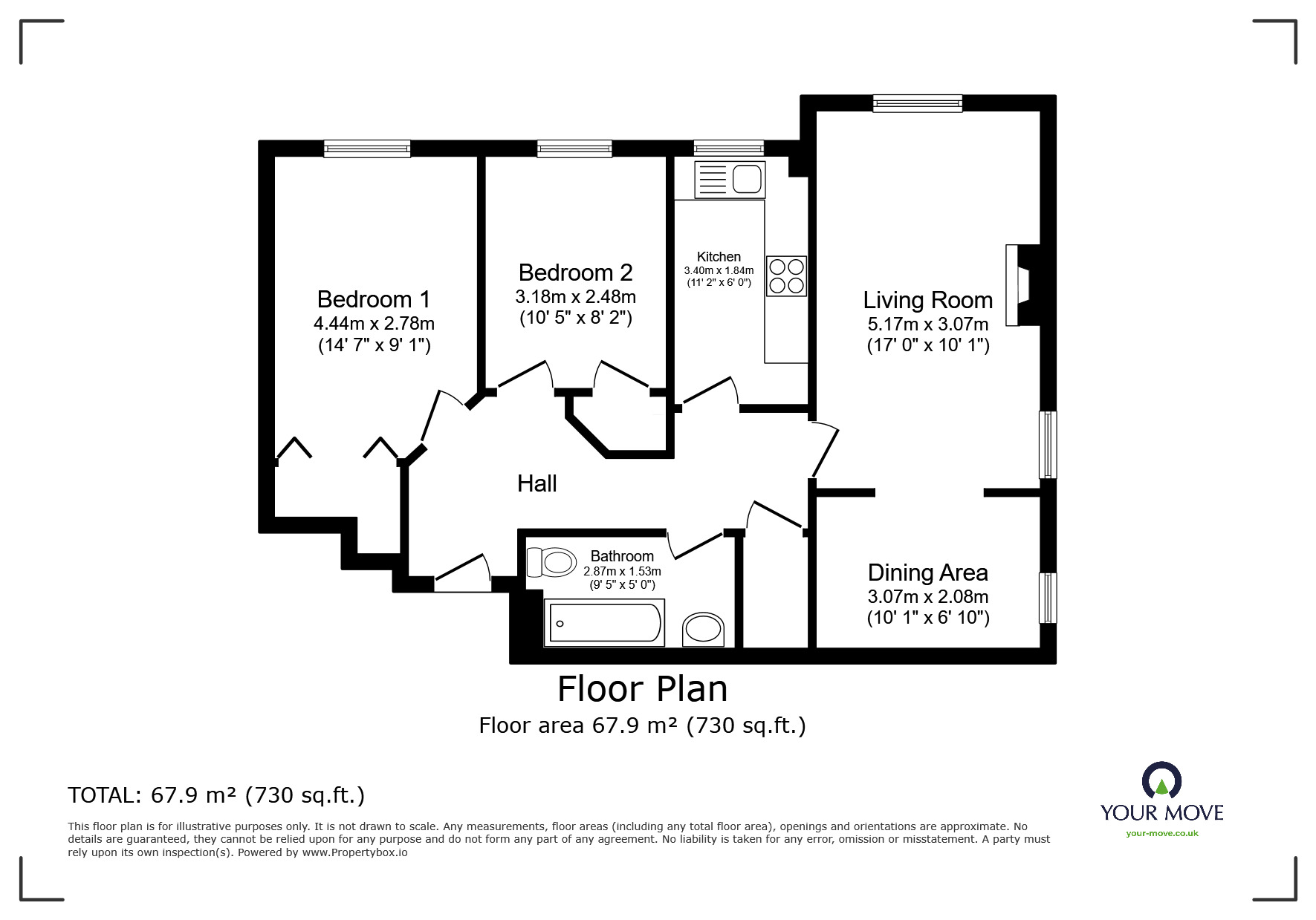 Floorplan of 2 bedroom  Flat to rent, Hawthornden Place, Edinburgh, EH7