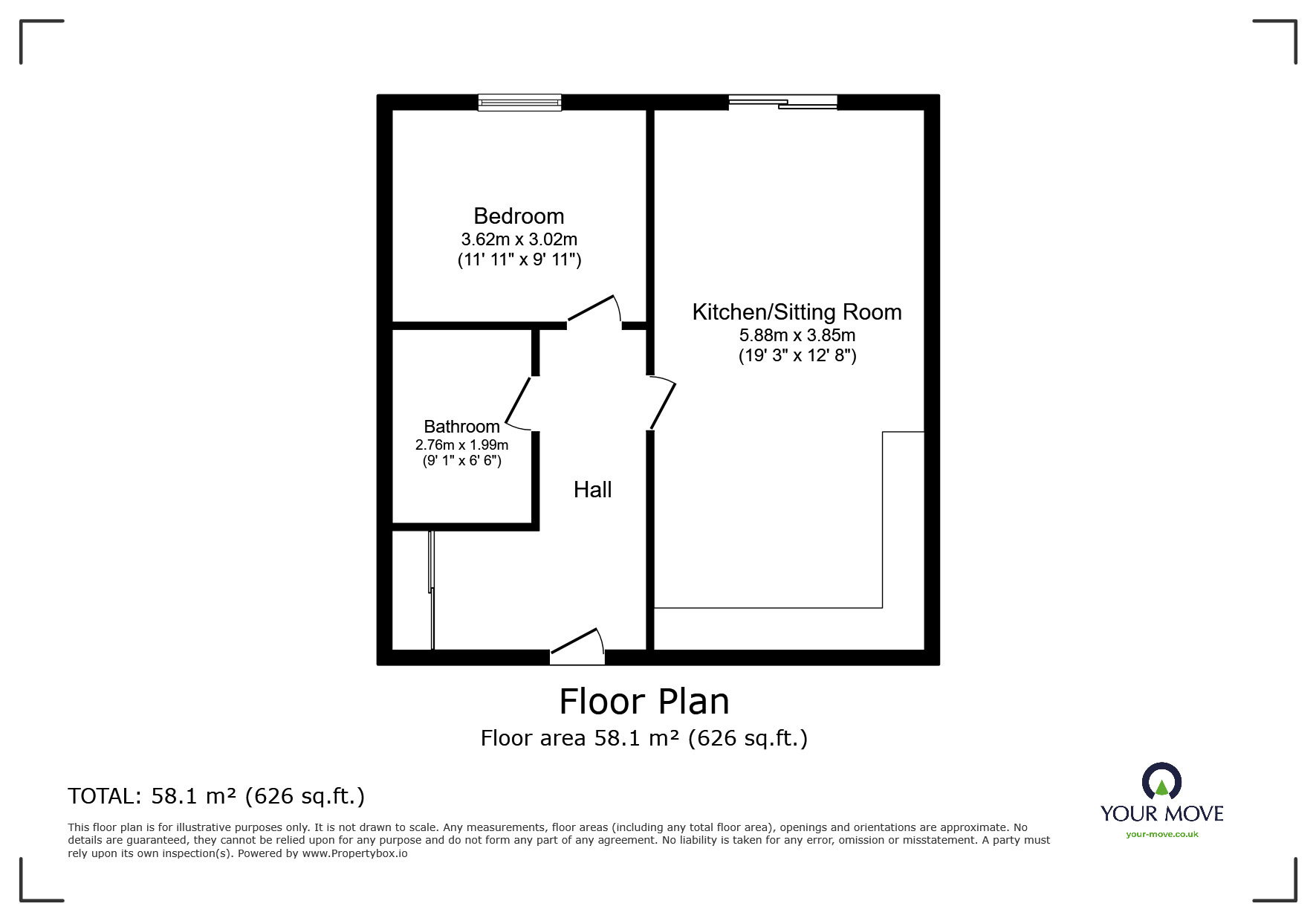 Floorplan of 1 bedroom  Flat for sale, Stevedore Place, Edinburgh, Midlothian, EH6