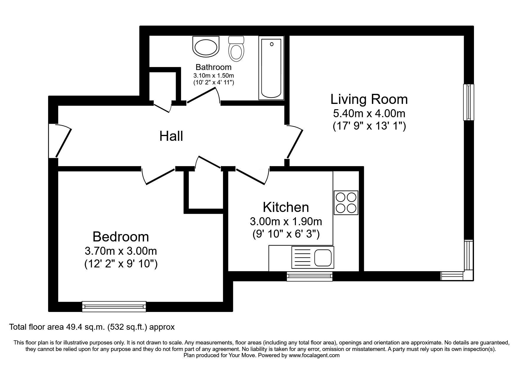 Floorplan of 1 bedroom  Flat for sale, Albion Gardens, Edinburgh, Midlothian, EH7