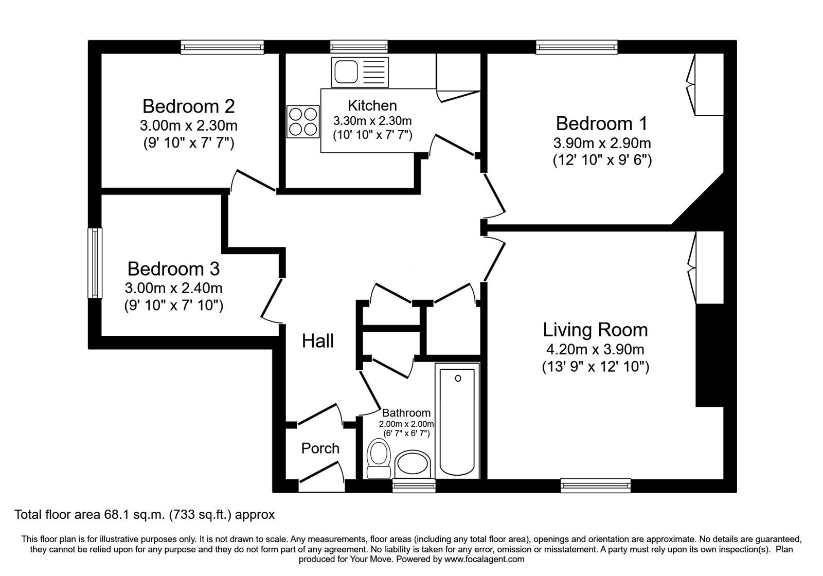 Floorplan of 3 bedroom  Flat for sale, Ochiltree Gardens, Edinburgh, Midlothian, EH16