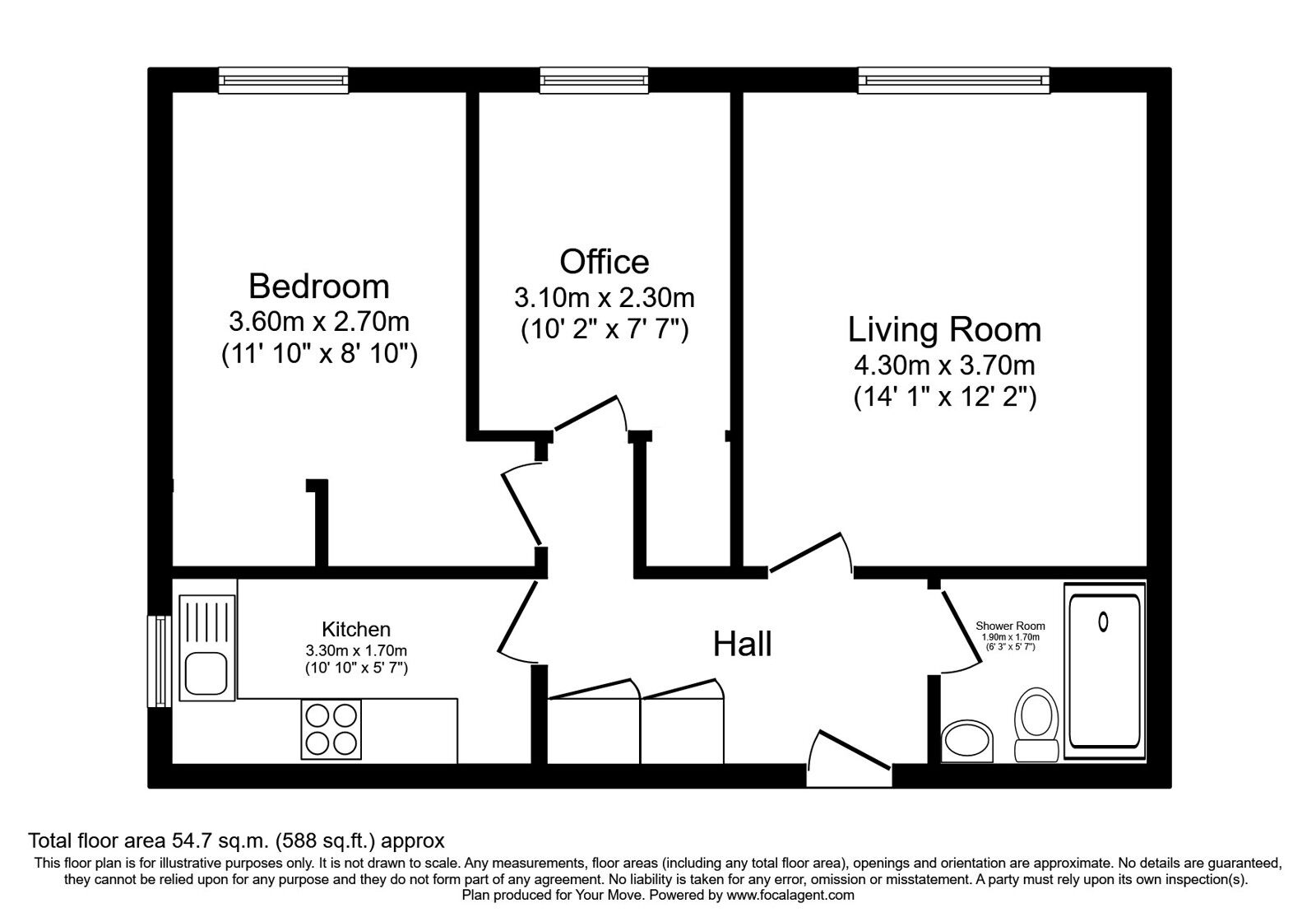 Floorplan of 2 bedroom  Flat for sale, Elliot Street, Edinburgh, Midlothian, EH7