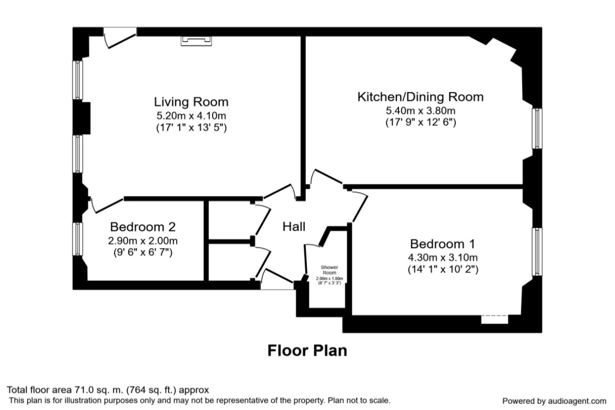 Floorplan of 2 bedroom  Flat for sale, Earlston Place, Edinburgh, Midlothian, EH7