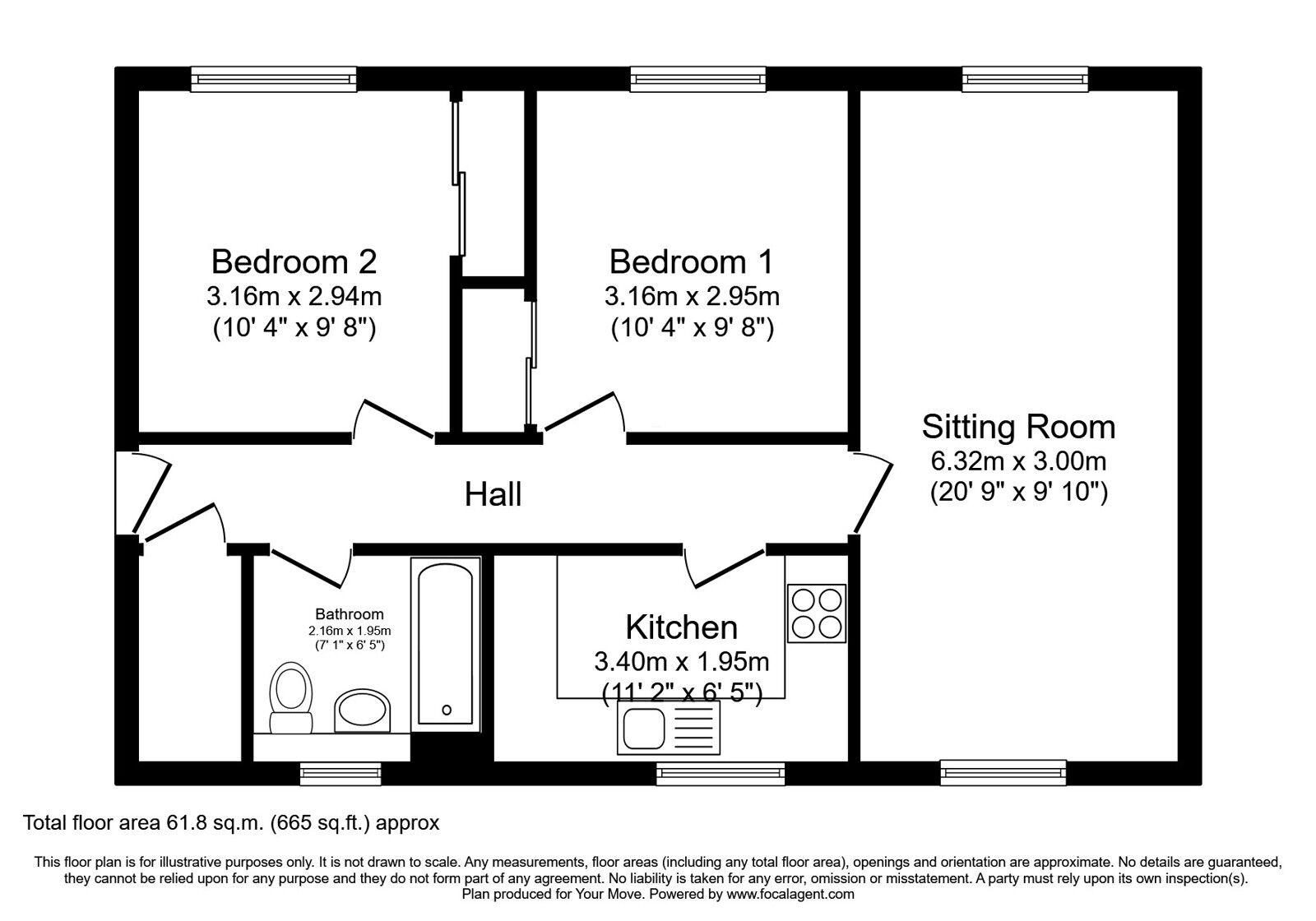 Floorplan of 2 bedroom  Flat for sale, Yardheads, Midlothian, EH6