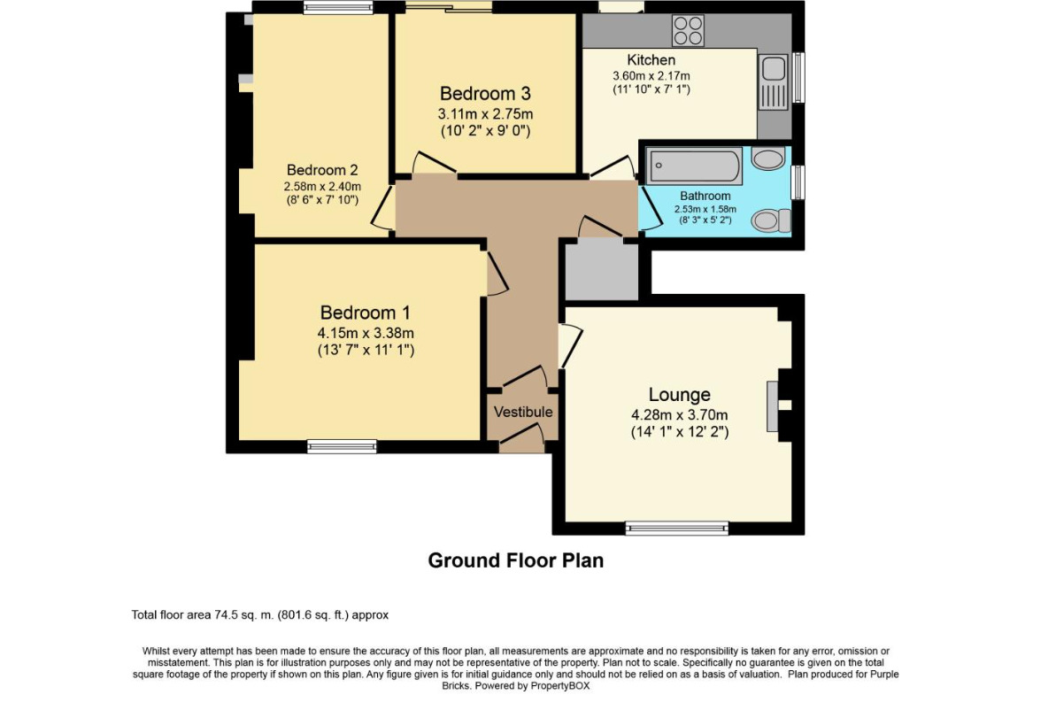 Floorplan of 3 bedroom  Flat for sale, Sighthill Terrace, Edinburgh, Midlothian, EH11