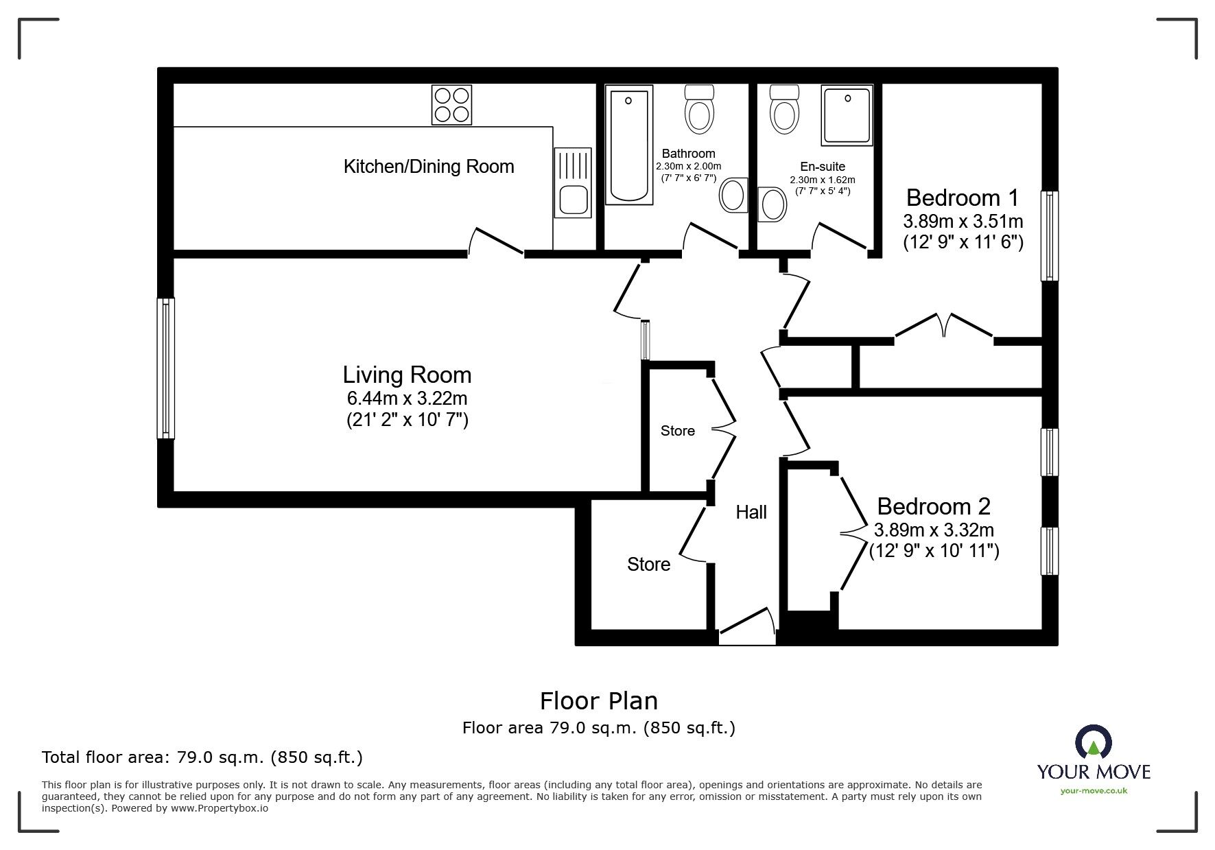 Floorplan of 2 bedroom  Flat for sale, Tower Place, Edinburgh, Midlothian, EH6