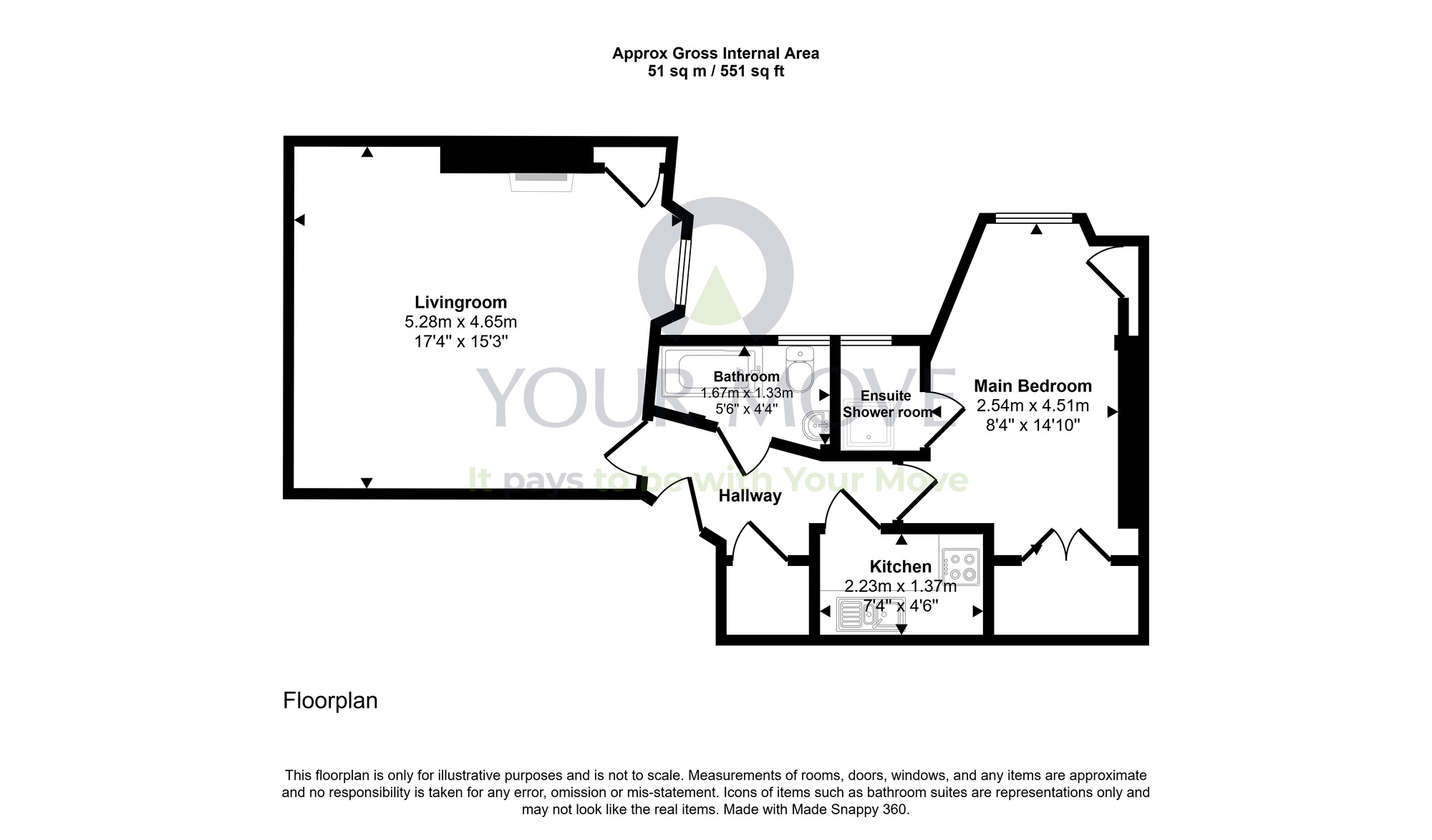 Floorplan of 1 bedroom  Flat for sale, Wheatfield Place, Edinburgh, Midlothian, EH11