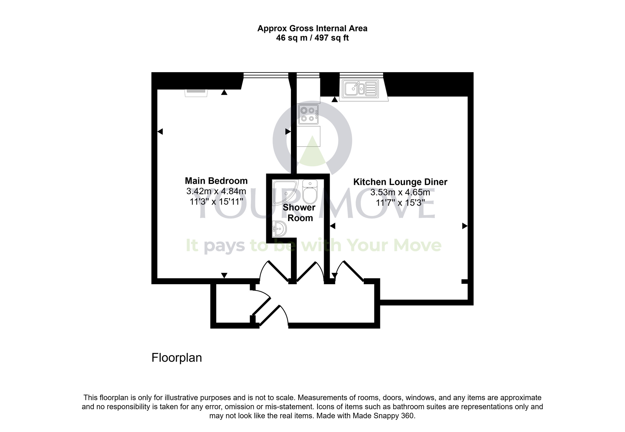 Floorplan of 1 bedroom Flat for sale, Thorntree Street, Edinburgh, Midlothian, EH6