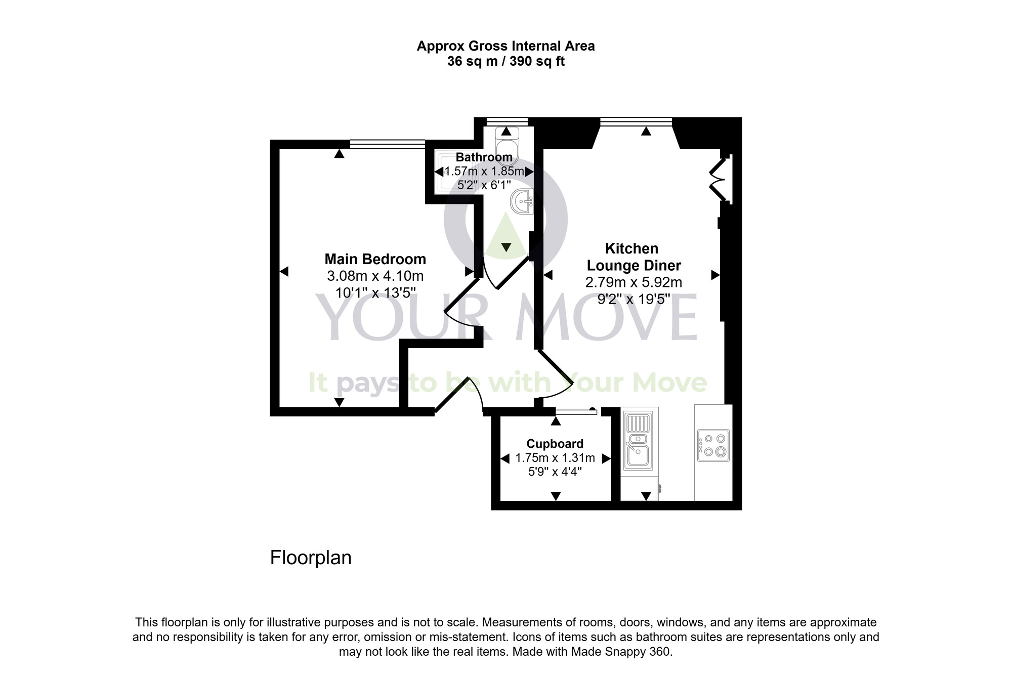 Floorplan of 1 bedroom  Flat for sale, Stewart Terrace, Edinburgh, Midlothian, EH11