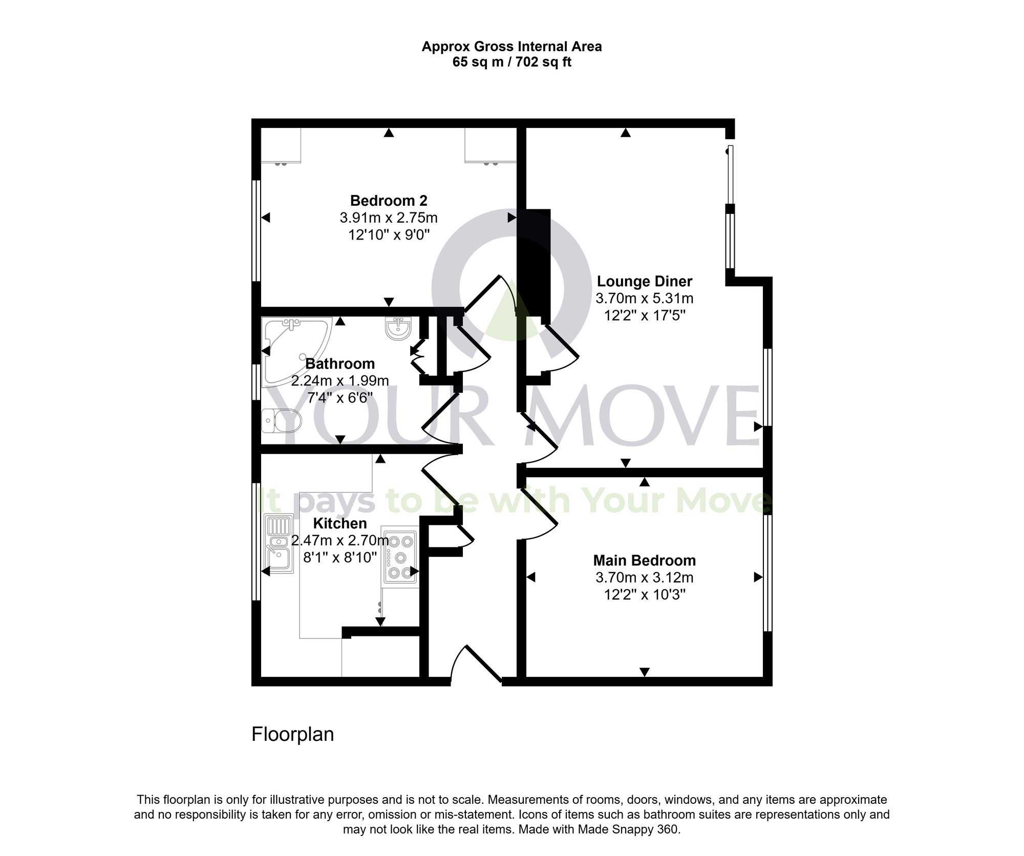 Floorplan of 2 bedroom Flat for sale, Glenure Loan, Edinburgh, Midlothian, EH4