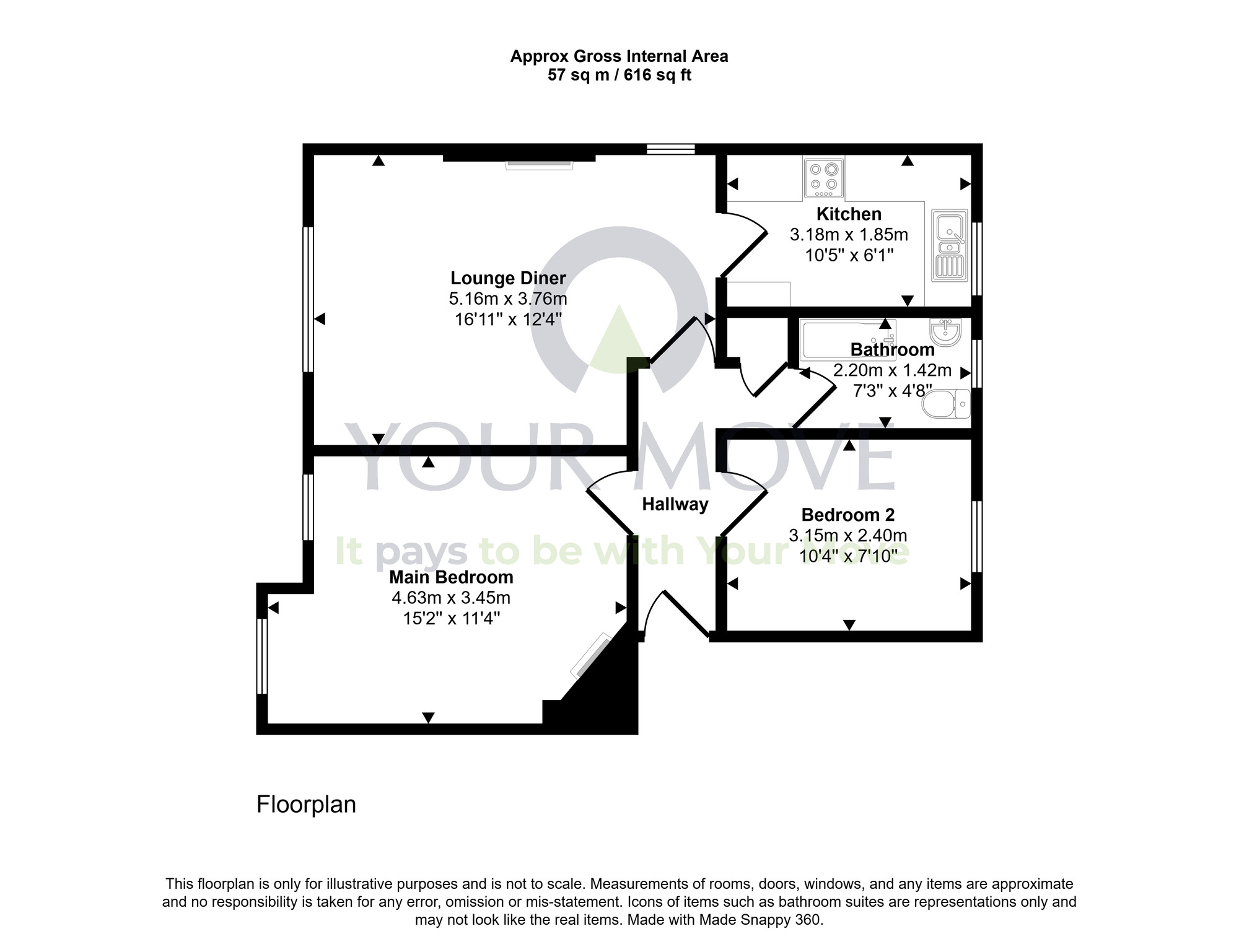 Floorplan of 2 bedroom Flat for sale, Loganlea Drive, Edinburgh, Midlothian, EH7