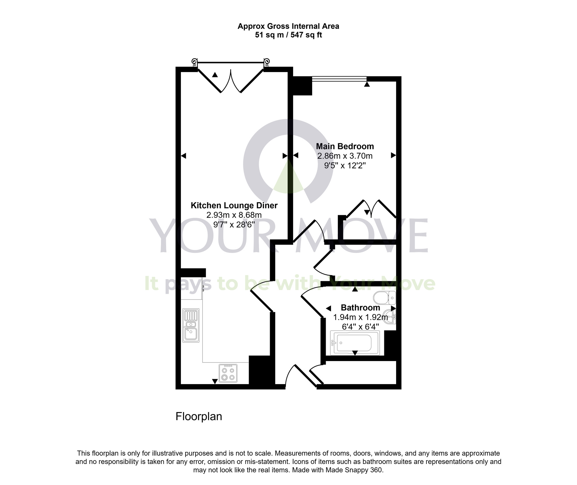 Floorplan of 1 bedroom Flat for sale, West Bowling Green Street, Edinburgh, Midlothian, EH6