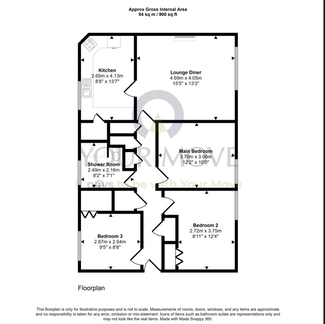 Floorplan of 3 bedroom Flat for sale, Calder Gardens, Edinburgh, Midlothian, EH11