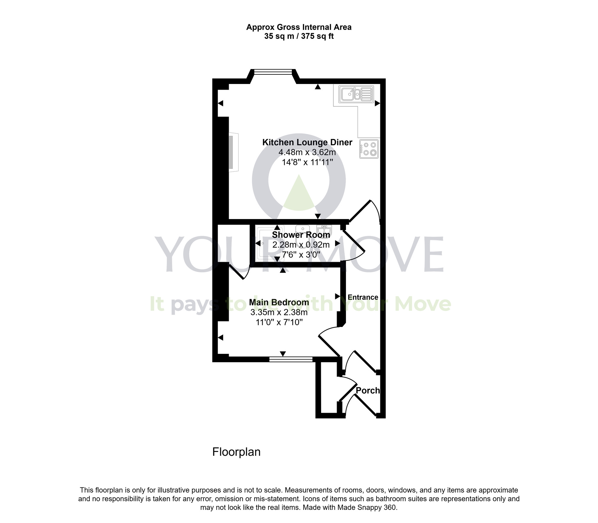 Floorplan of 1 bedroom Flat for sale, Main Street, Davidsons Mains, Midlothian, EH4
