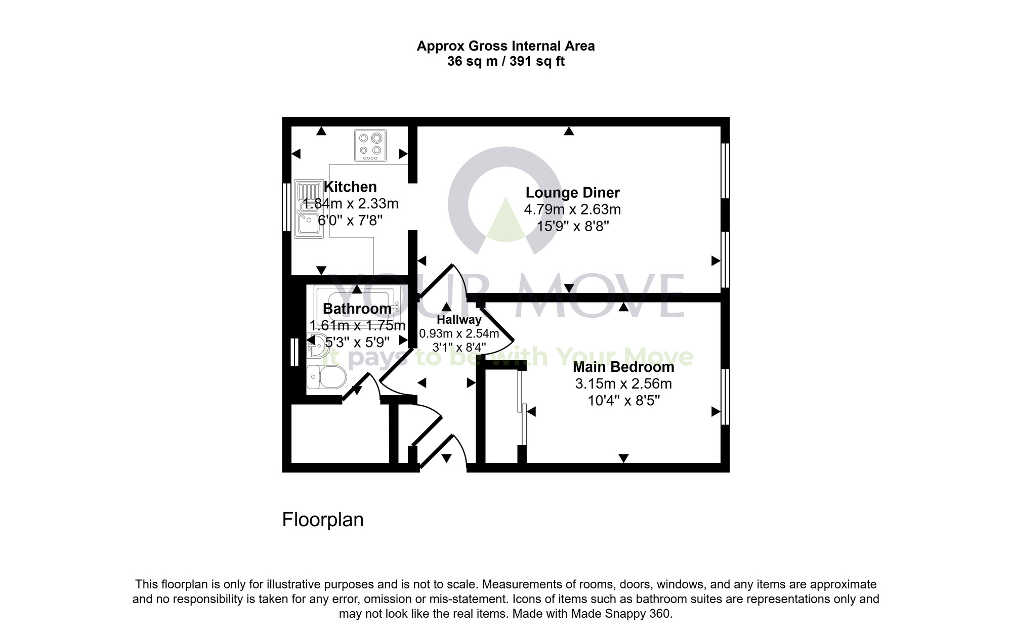 Floorplan of 1 bedroom Flat for sale, South Maybury, Edinburgh, Midlothian, EH12