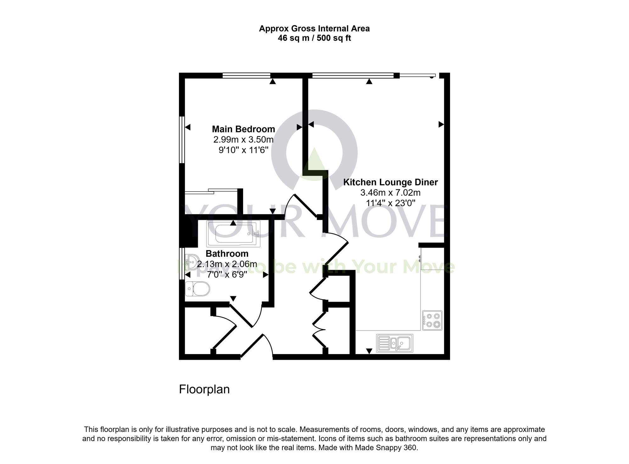 Floorplan of 1 bedroom Flat for sale, Shrubhill Walk, Edinburgh, Midlothian, EH7