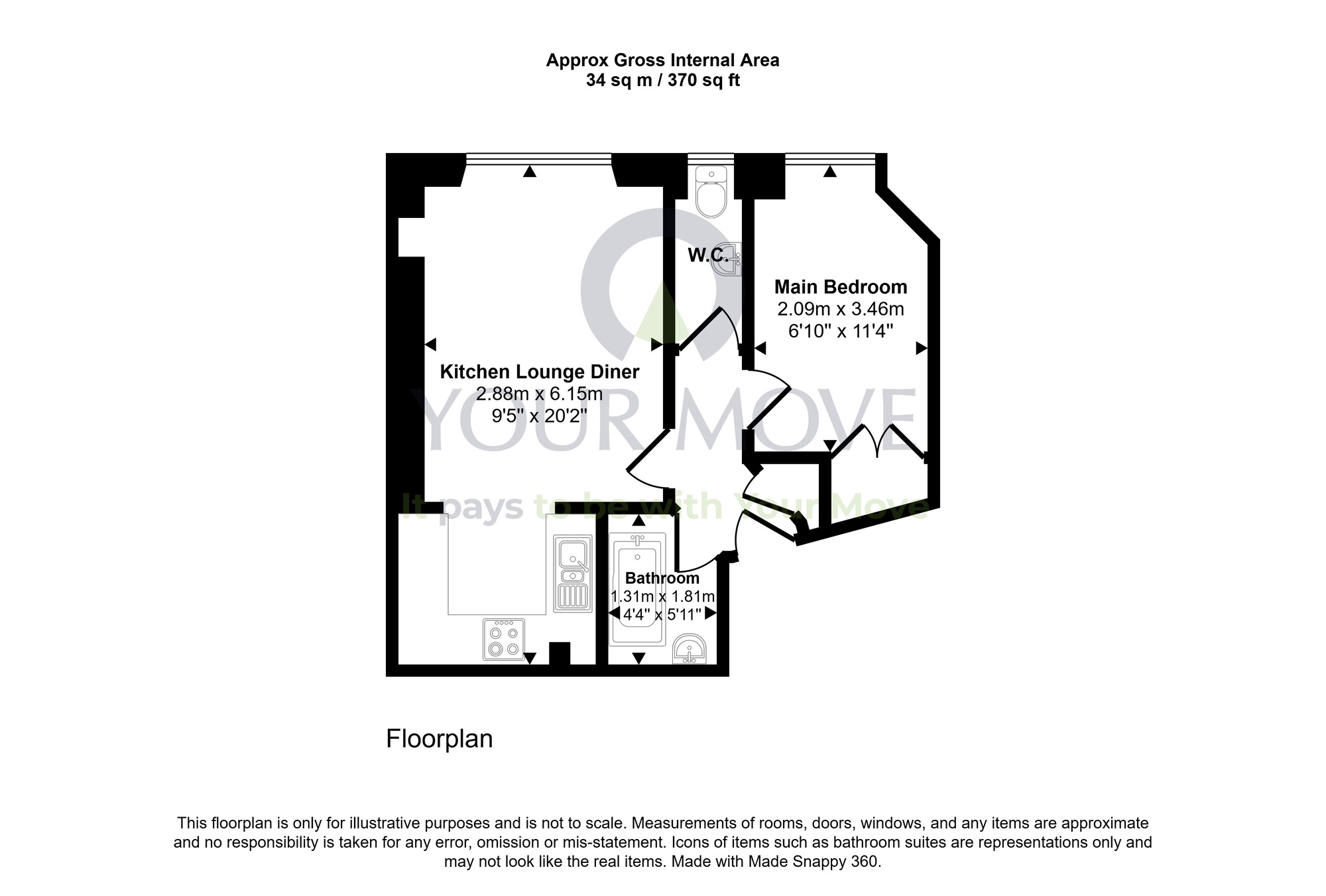 Floorplan of 1 bedroom Flat for sale, Buchanan Street, Edinburgh, Midlothian, EH6