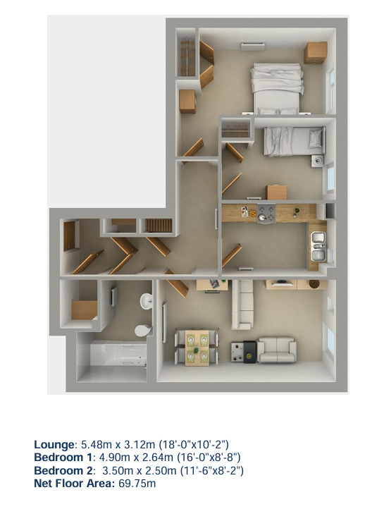 Floorplan of 2 bedroom Flat for sale, Citypark Way, Edinburgh, Midlothian, EH5