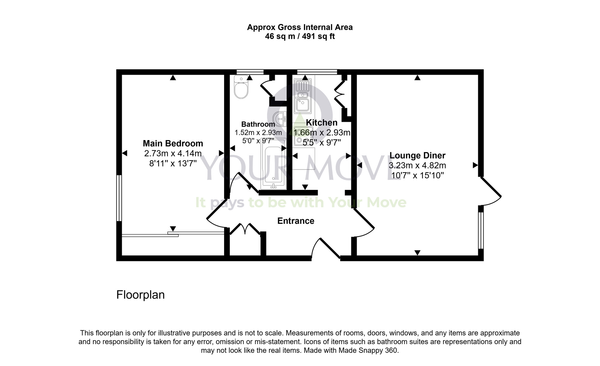 Floorplan of 1 bedroom Flat for sale, Canongate, Edinburgh, Midlothian, EH8
