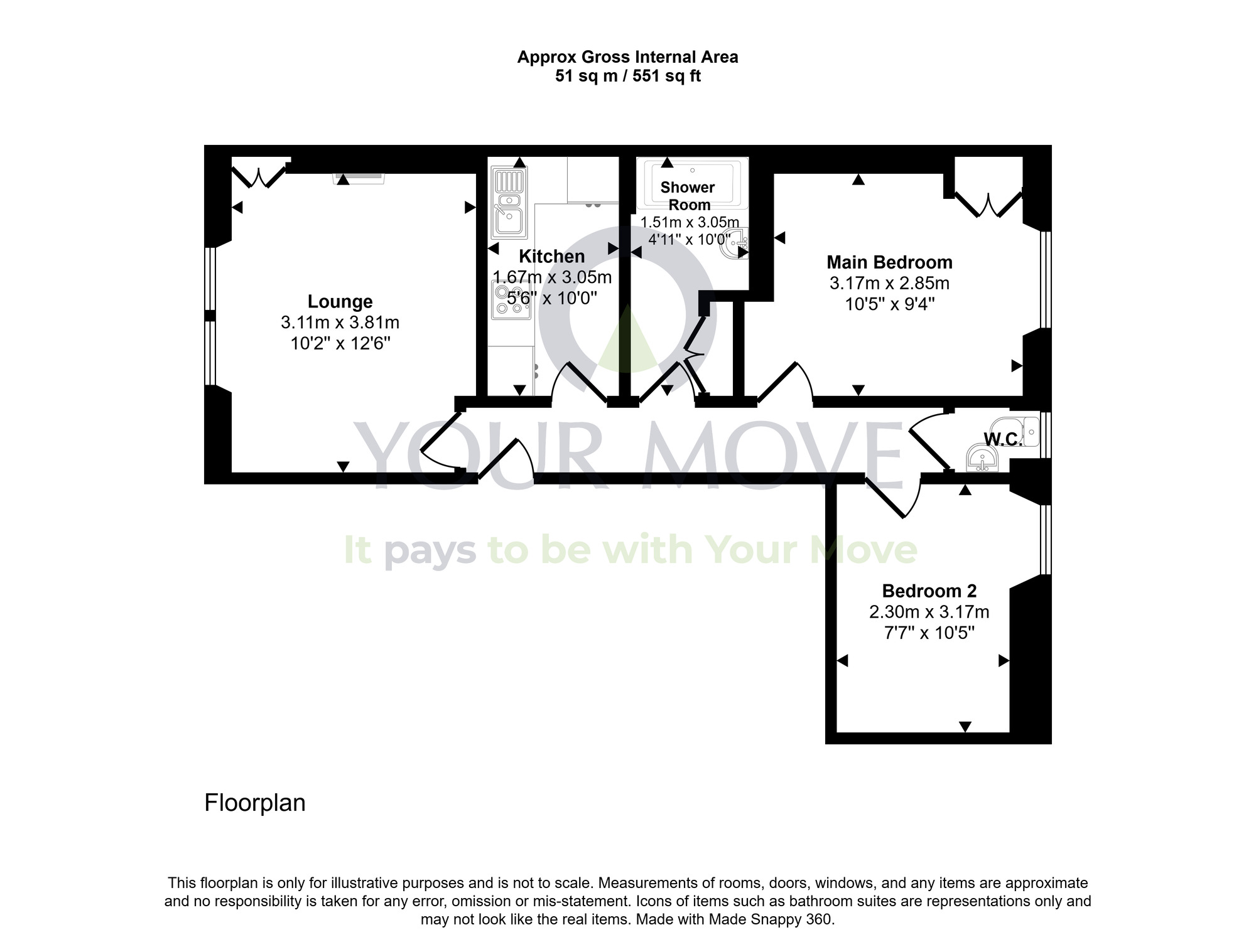 Floorplan of 2 bedroom Flat for sale, Annfield Street, Edinburgh, Midlothian, EH6