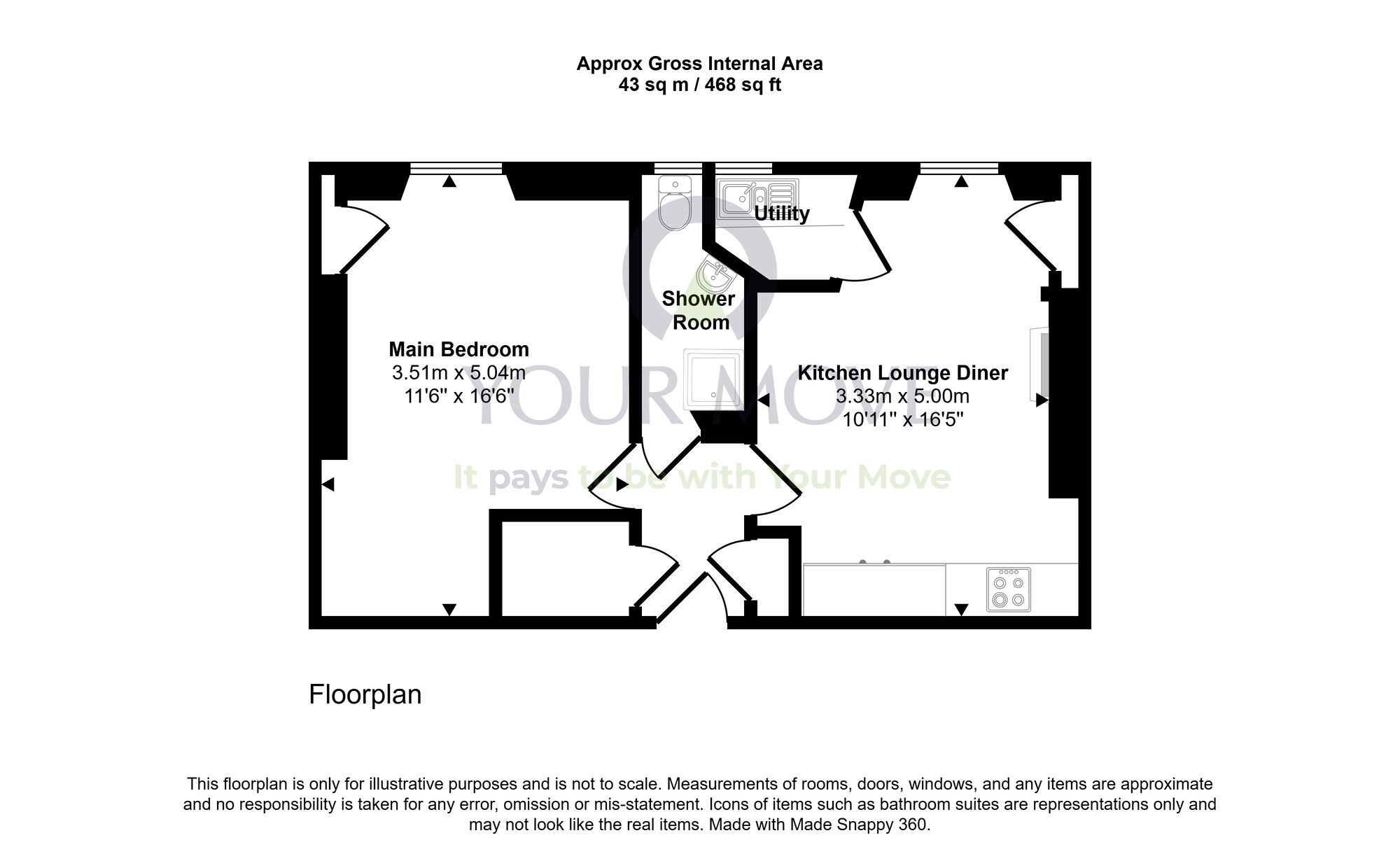 Floorplan of 1 bedroom Flat for sale, Bellevue Road, Edinburgh, Midlothian, EH7