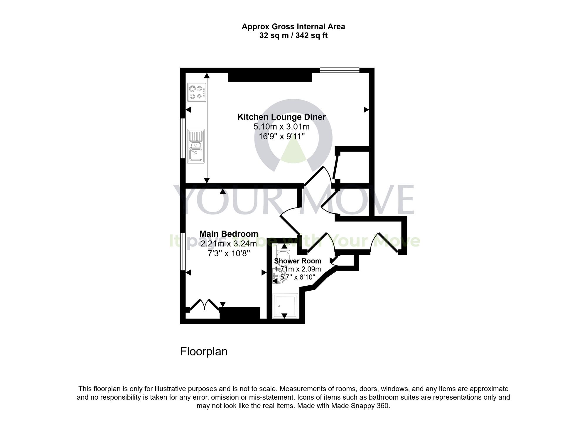 Floorplan of 1 bedroom Flat for sale, Lower Granton Road, Edinburgh, Midlothian, EH5