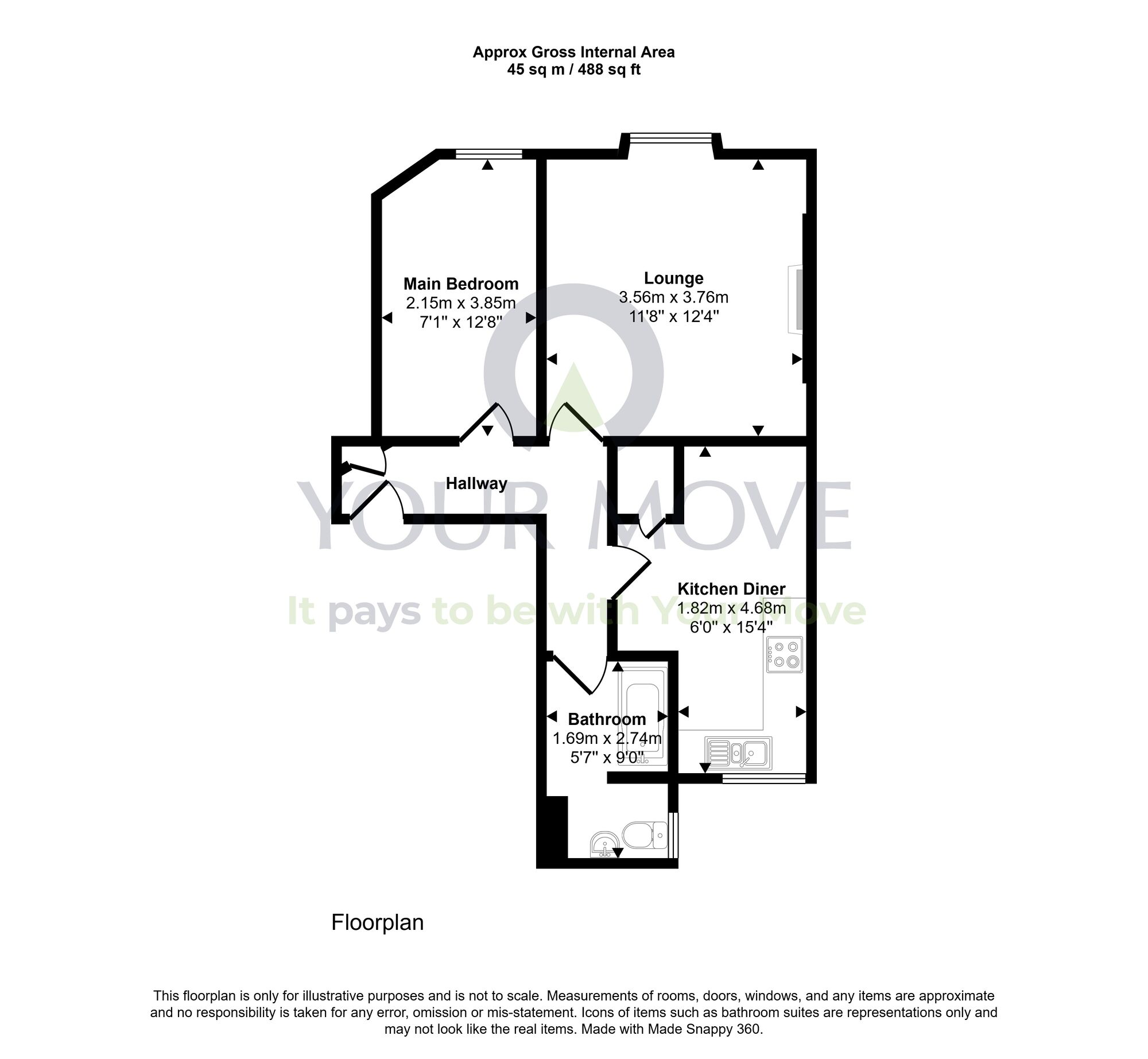 Floorplan of 1 bedroom Flat for sale, Dalmeny Street, Edinburgh, Midlothian, EH6