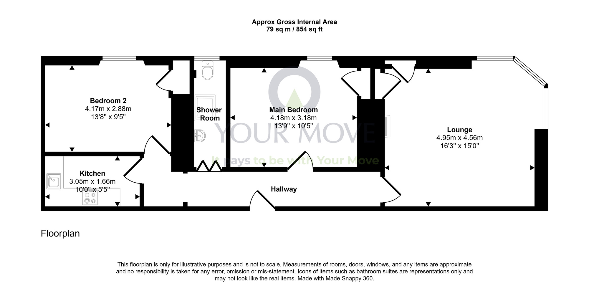Floorplan of 2 bedroom Flat for sale, Lorne Street, Edinburgh, Midlothian, EH6