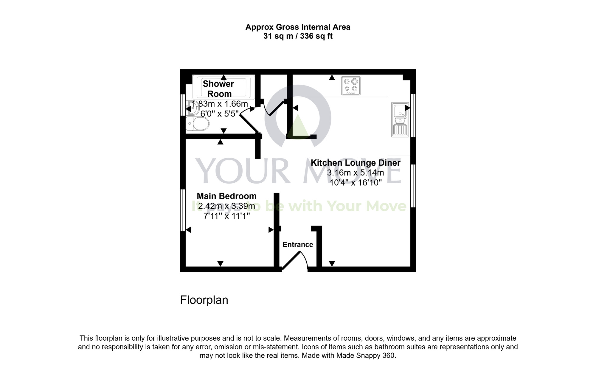 Floorplan of 1 bedroom Flat for sale, Double Hedges Park, Edinburgh, Midlothian, EH16