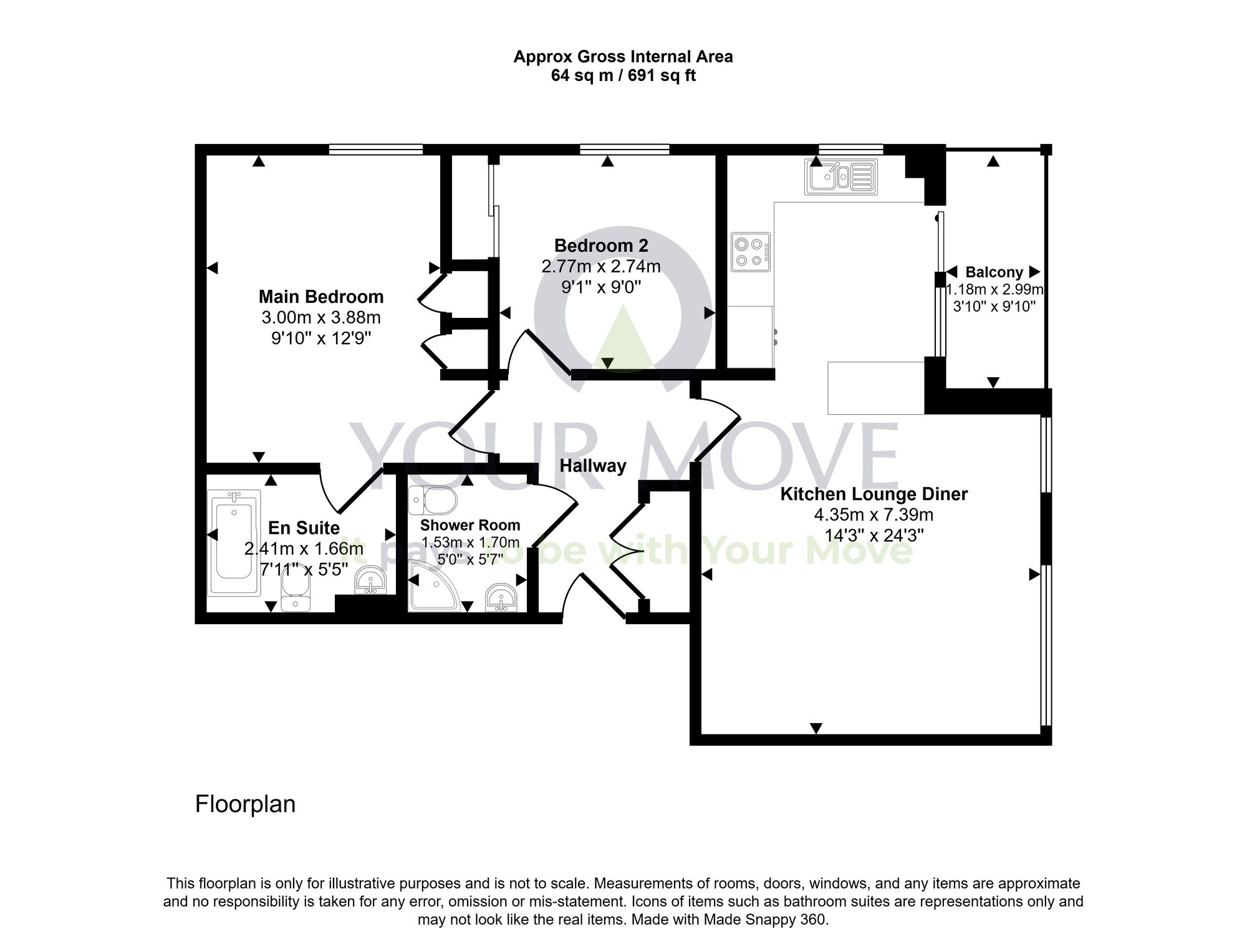 Floorplan of 2 bedroom Flat for sale, Hawkhill Close, Edinburgh, Midlothian, EH7