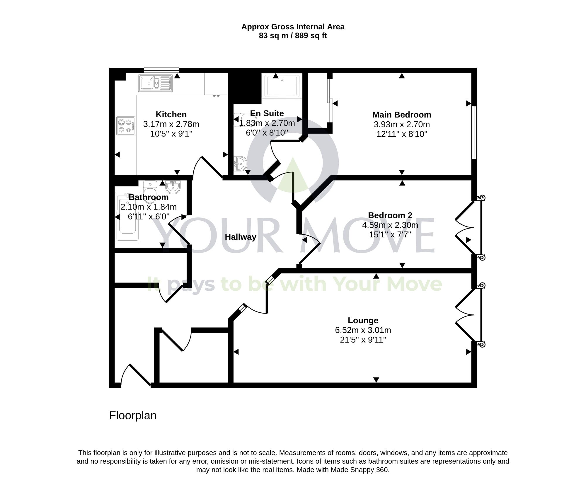Floorplan of 2 bedroom Flat for sale, Pilrig Heights, Edinburgh, Midlothian, EH6