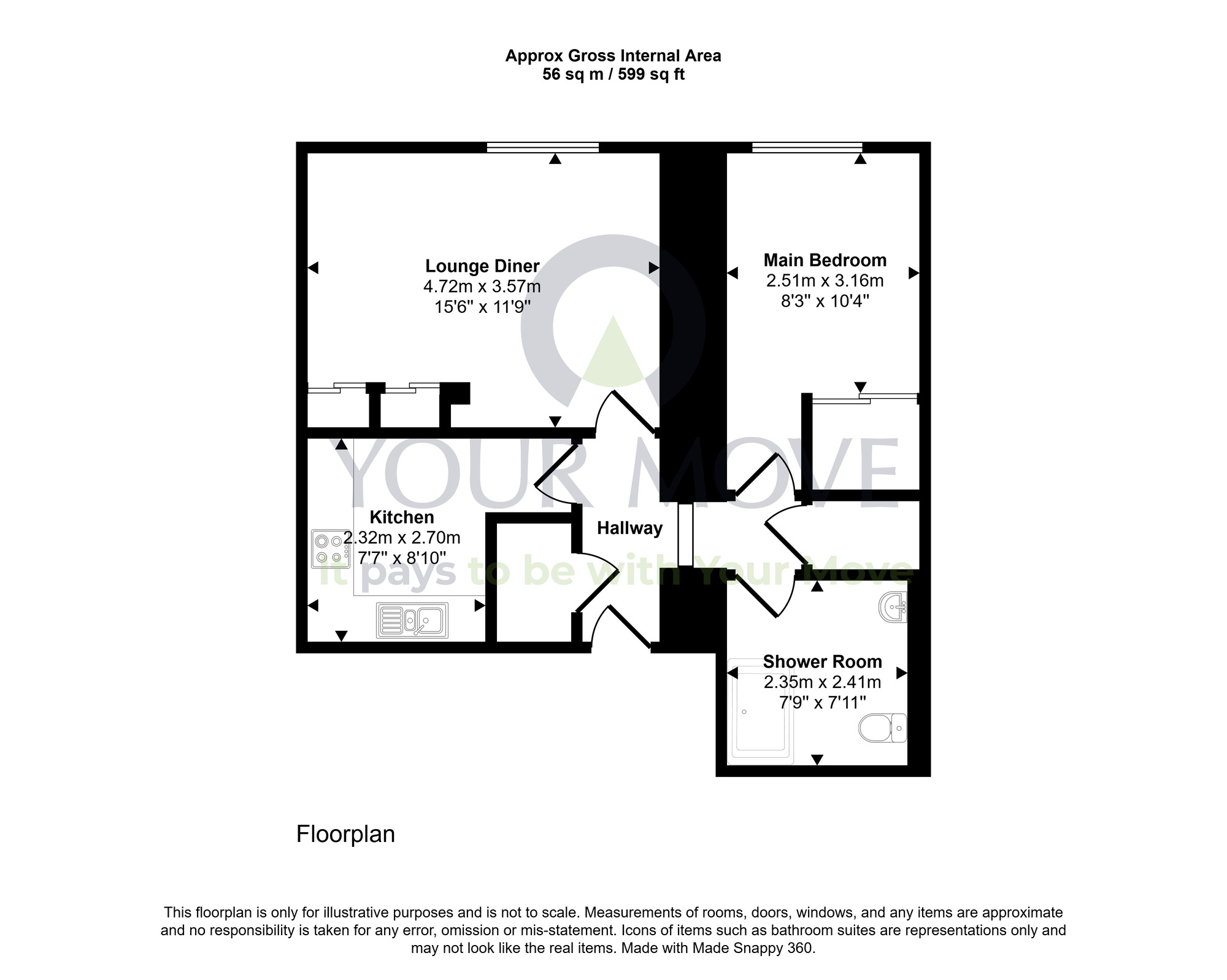 Floorplan of 1 bedroom Flat for sale, Commercial Street, Edinburgh, Midlothian, EH6