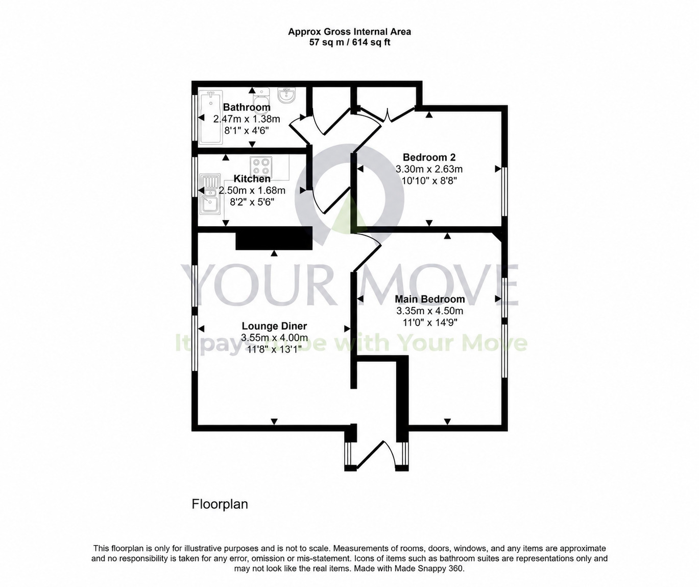 Floorplan of 2 bedroom Flat for sale, Findlay Avenue, Edinburgh, Midlothian, EH7