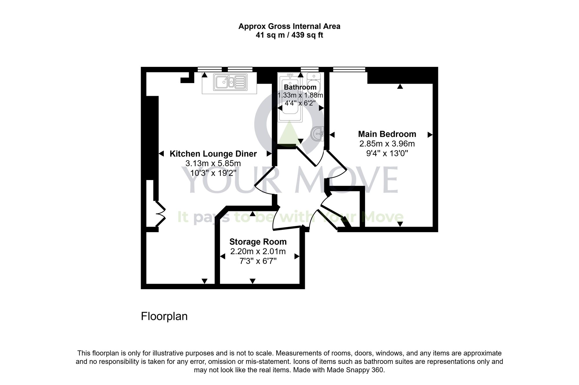 Floorplan of 1 bedroom Flat for sale, Springvalley Terrace, Edinburgh, Midlothian, EH10