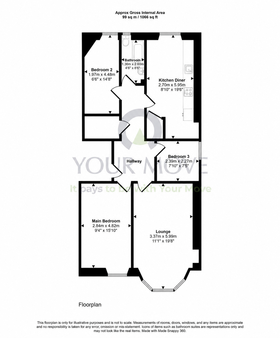 Floorplan of 3 bedroom Flat for sale, Marchmont Road, Edinburgh, Midlothian, EH9
