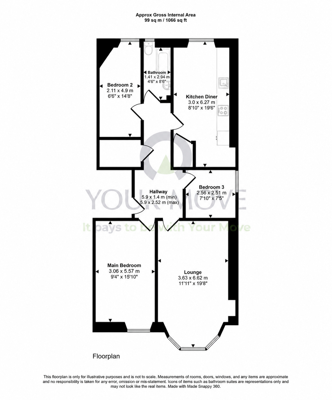 Floorplan of 3 bedroom Flat for sale, Marchmont Road, Edinburgh, Midlothian, EH9
